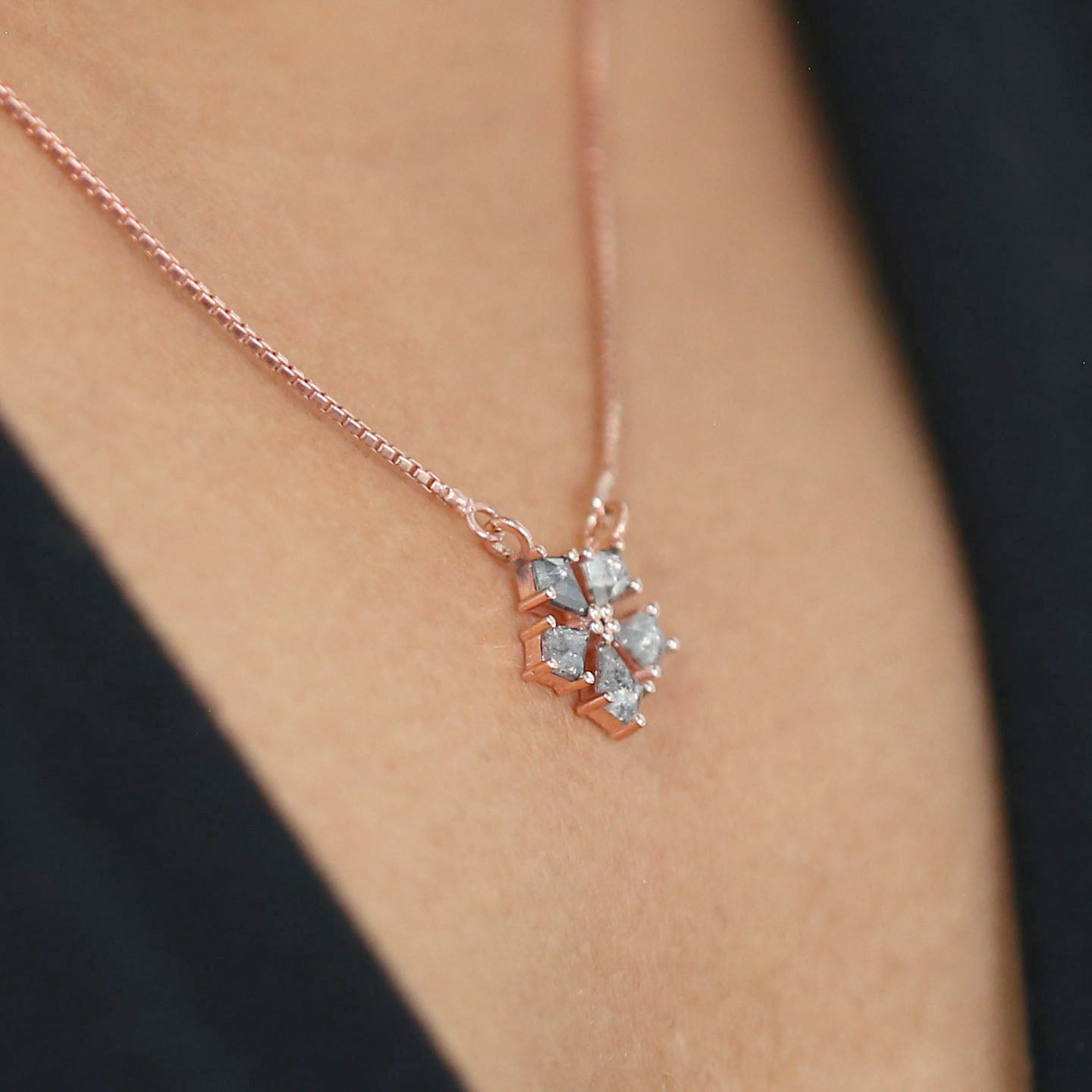 Kite Salt And Pepper Diamond Pendant Engagement Wedding Gift Pendant 14K Solid Rose White Yellow Gold Pendant 0.77 CT KDN1331