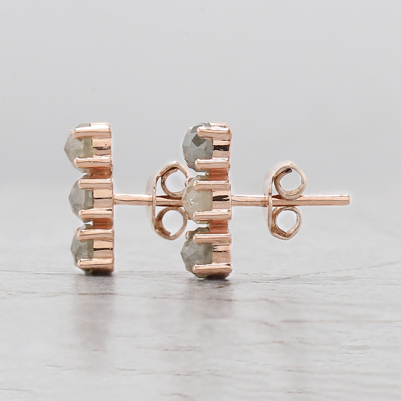 Round Rose Cut Gray Yellow Color Diamond Earring Engagement Wedding Gift Earring 14K Solid Rose White Yellow Gold Earring 1.82 CT KDL9851