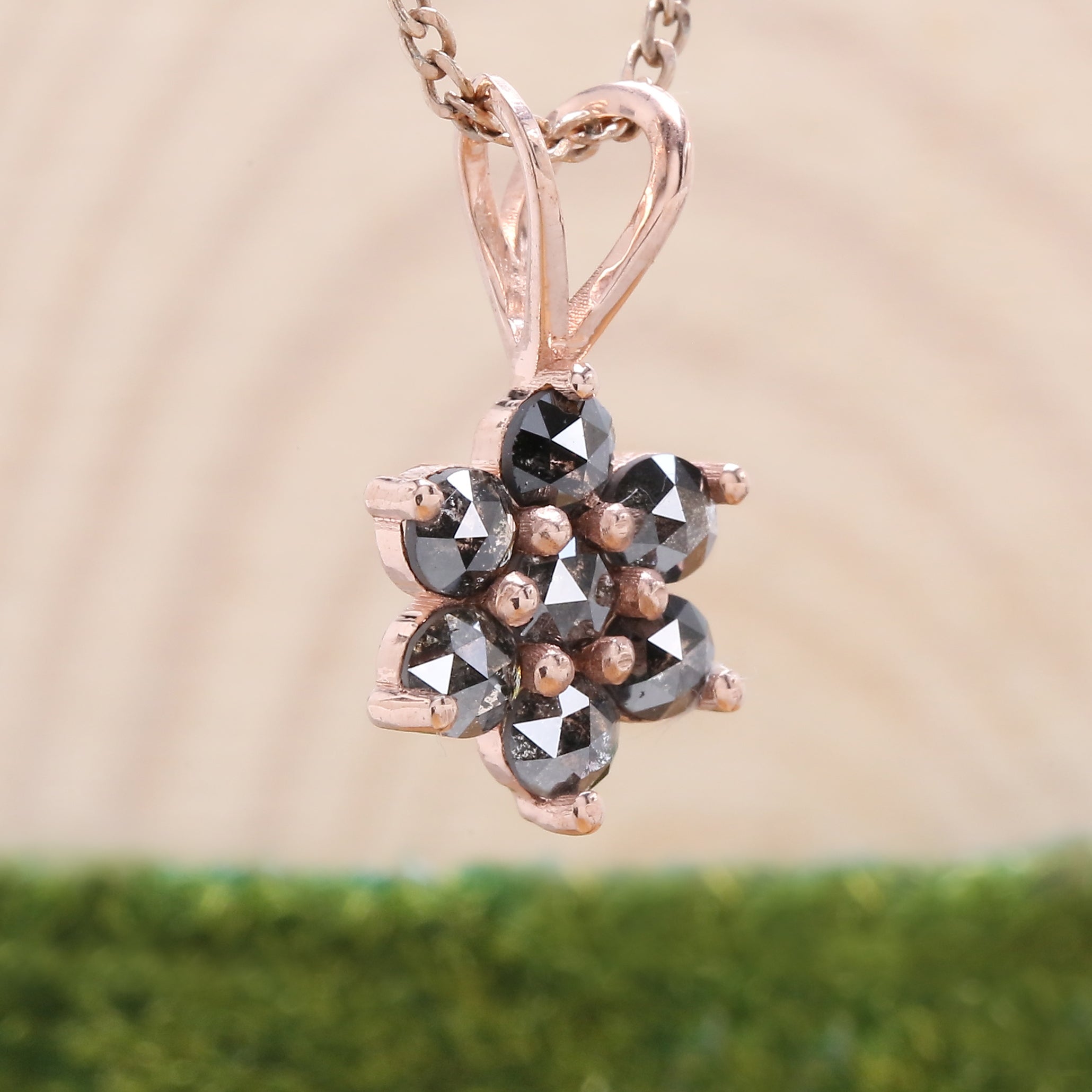 Round Rose Cut Salt And Pepper Diamond Pendant, Unique Diamond Pendant, Dangling Diamond Pendant, No Chain Including Only Pendant KDL6226