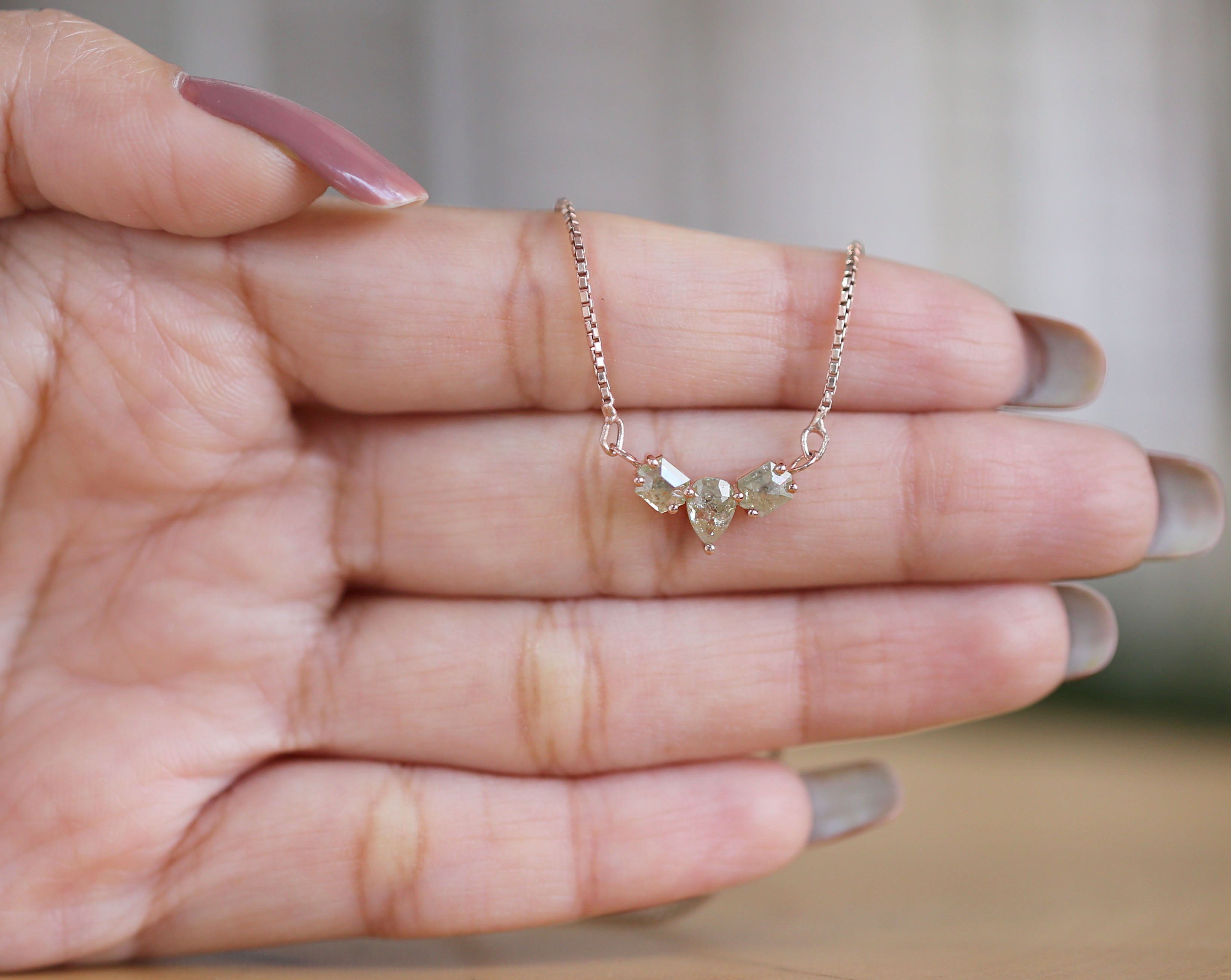 Mix Shape Grey Diamond Pendant Engagement Wedding Gift Pendant 14K Solid Rose White Yellow Gold Pendant 1.12 CT KDN1232