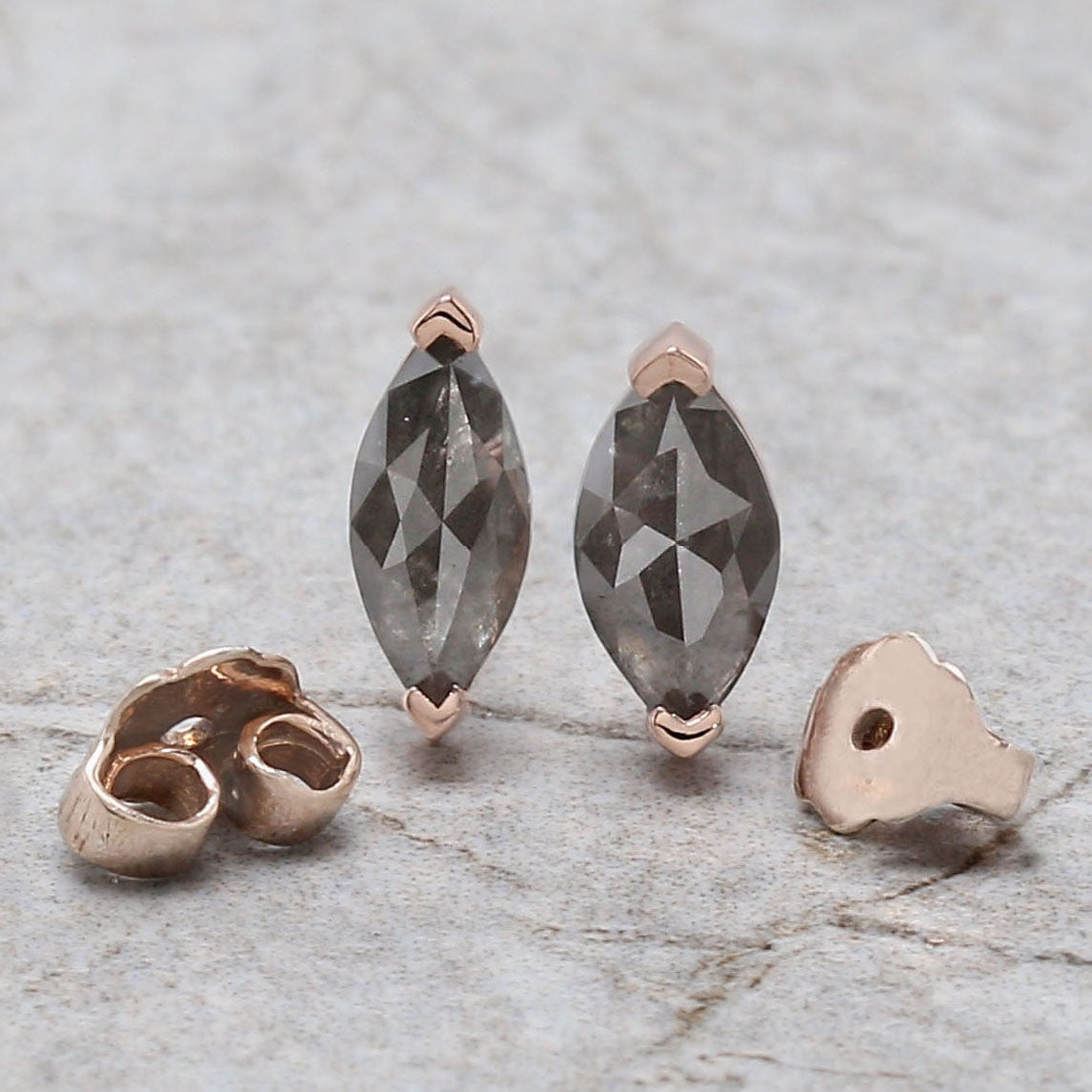 Marquise Salt and Pepper Diamond Earring Engagement Wedding Gift Earring 14K Solid Rose White Yellow Gold Earring 0.77 CT KDL1076