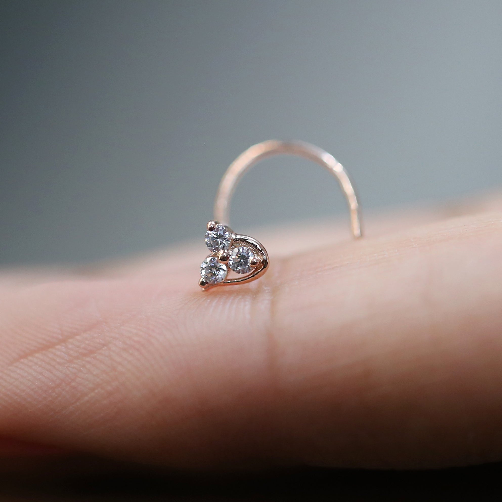 Natural White Round Diamond Nose Rings Engagement Wedding Gift Nose Ring 14K Solid Rose White Yellow Gold Nose Ring 0.05 CT KD961