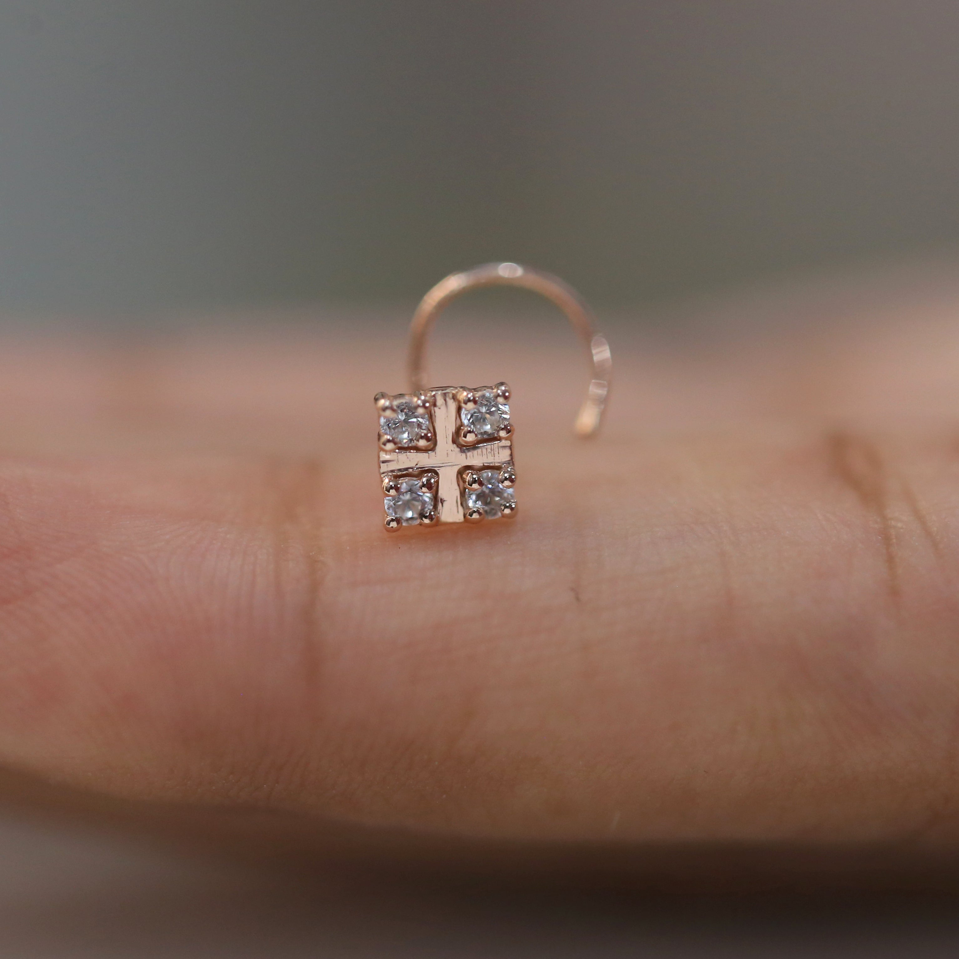 Natural White Round Diamond Nose Rings Engagement Wedding Gift Nose Ring 14K Solid Rose White Yellow Gold Nose Ring 0.08 CT KD957