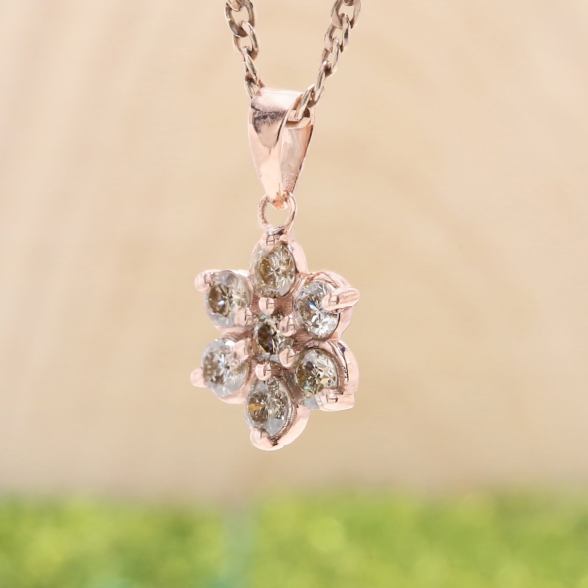 Round Brilliant Cut Brown Color Diamond Pendant Engagement Wedding Gift Pendant 14K Solid Rose White Yellow Gold Pendant 0.40 CT KDK1461