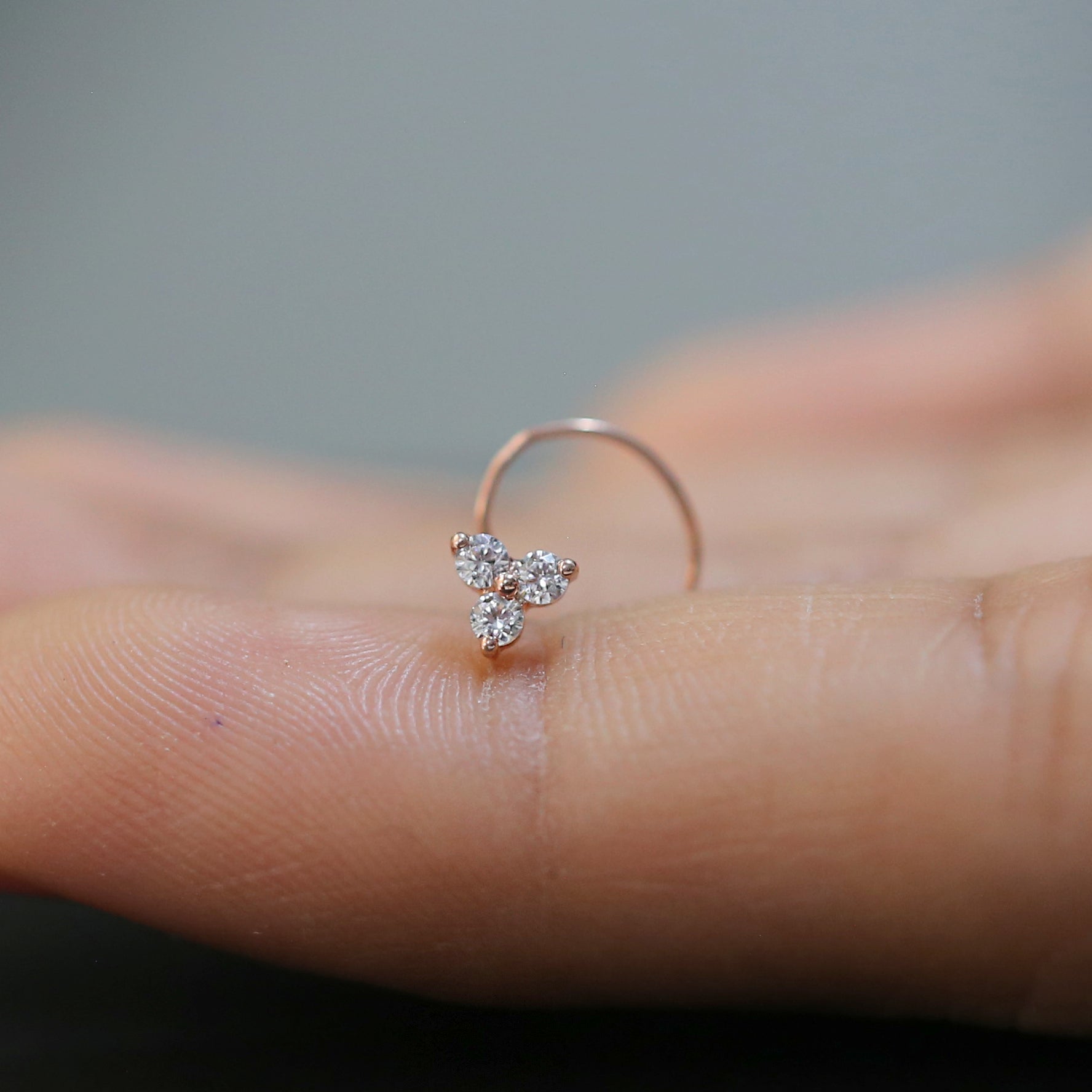 Natural White Round Diamond Nose Rings Engagement Wedding Gift Nose Ring 14K Solid Rose White Yellow Gold Nose Ring 0.08 CT KD966