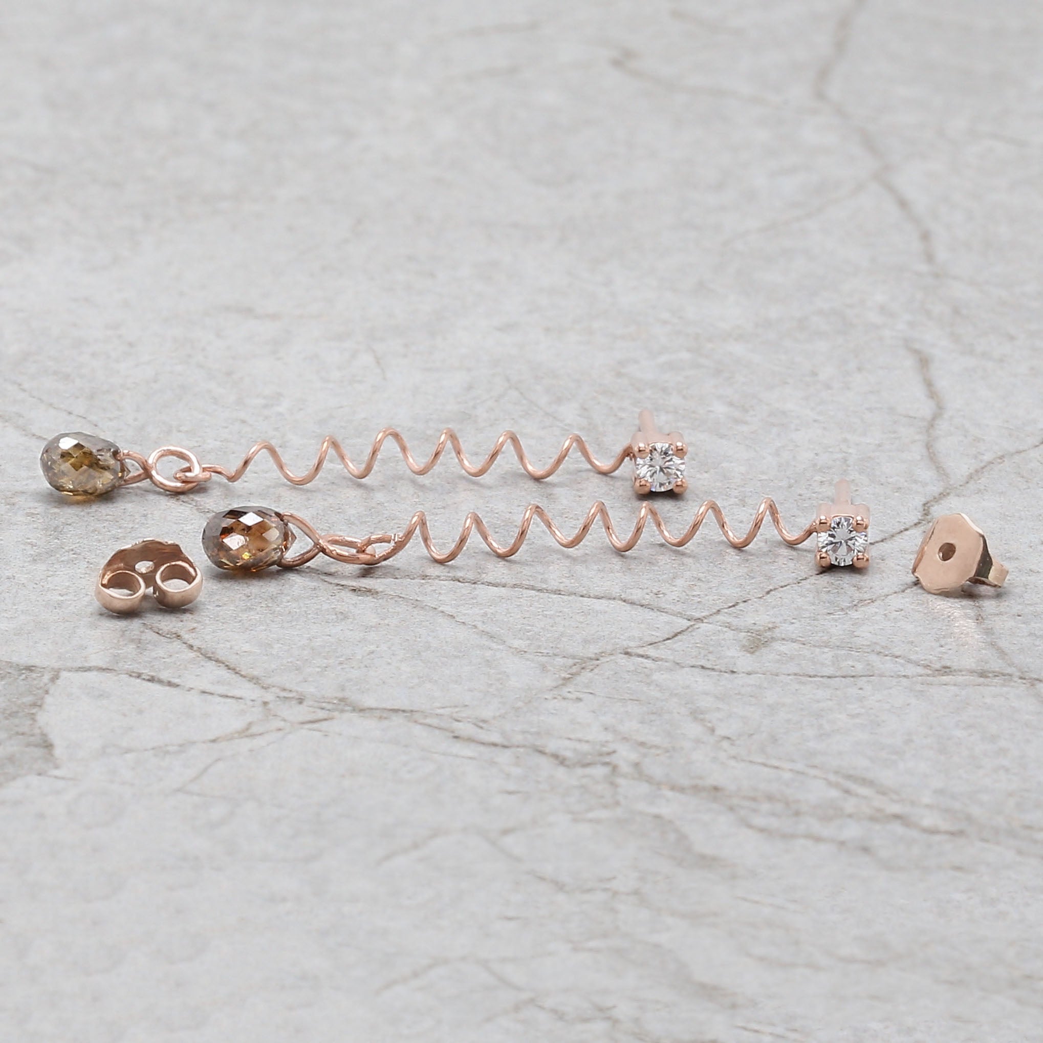 Drop Brown Color Diamond Earring Engagement Wedding Gift Earring 14K Solid Rose White Yellow Gold Earring 1.20 CT KD1223