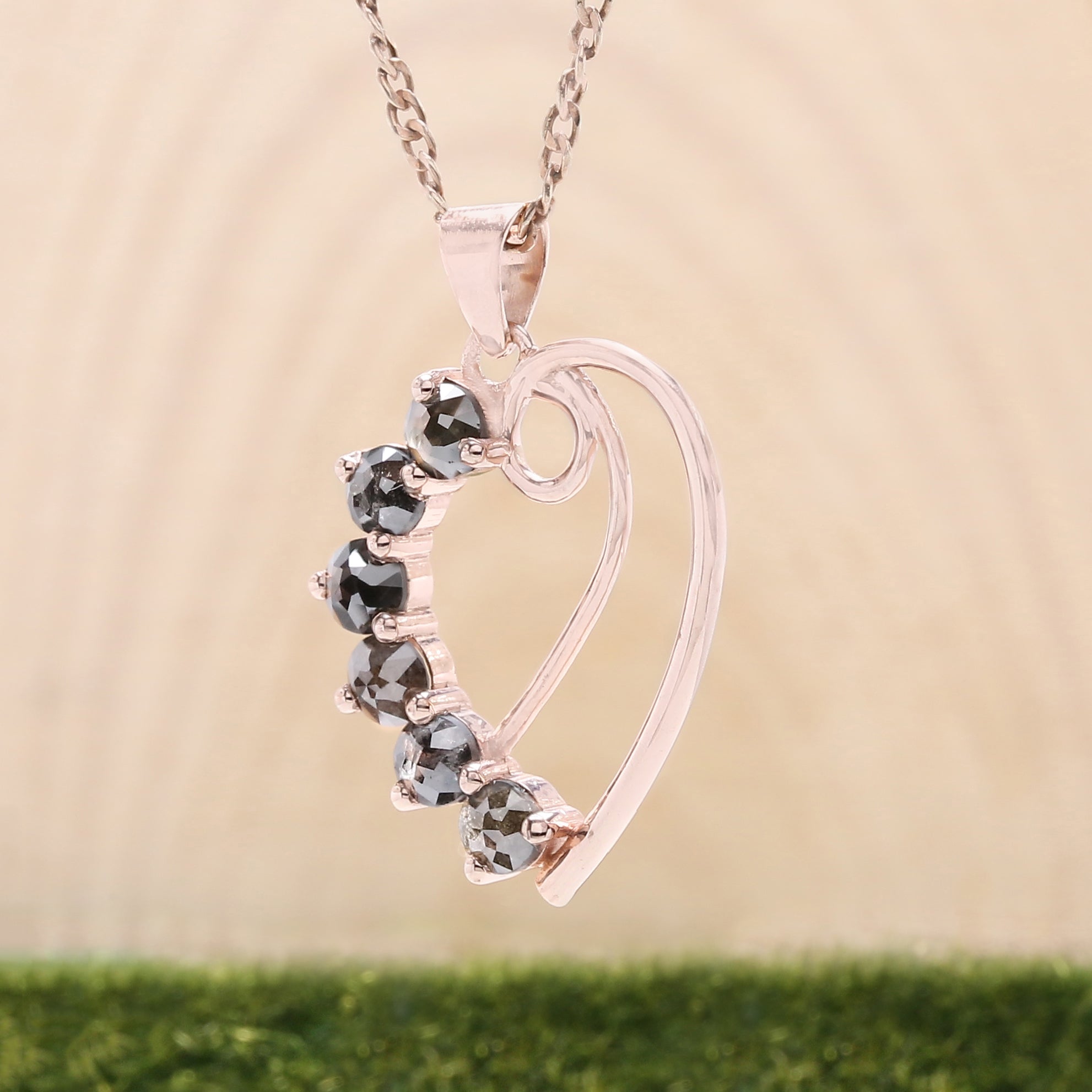 Round Rose Cut Salt And Pepper Diamond Pendant Engagement Wedding Gift Pendant 14K Solid Rose White Yellow Gold Pendant 1.04 CT KDK1379