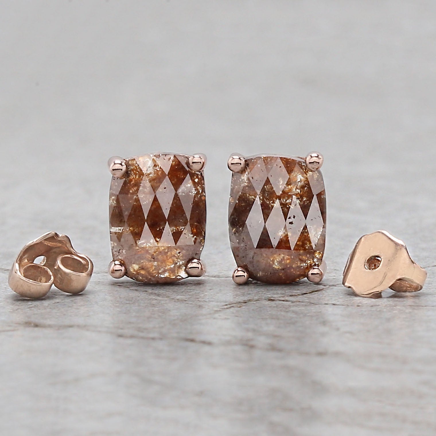 Cushion Brown Color Diamond Earring Engagement Wedding Gift Earring 14K Solid Rose White Yellow Gold Earring 2.49 CT KDN8224