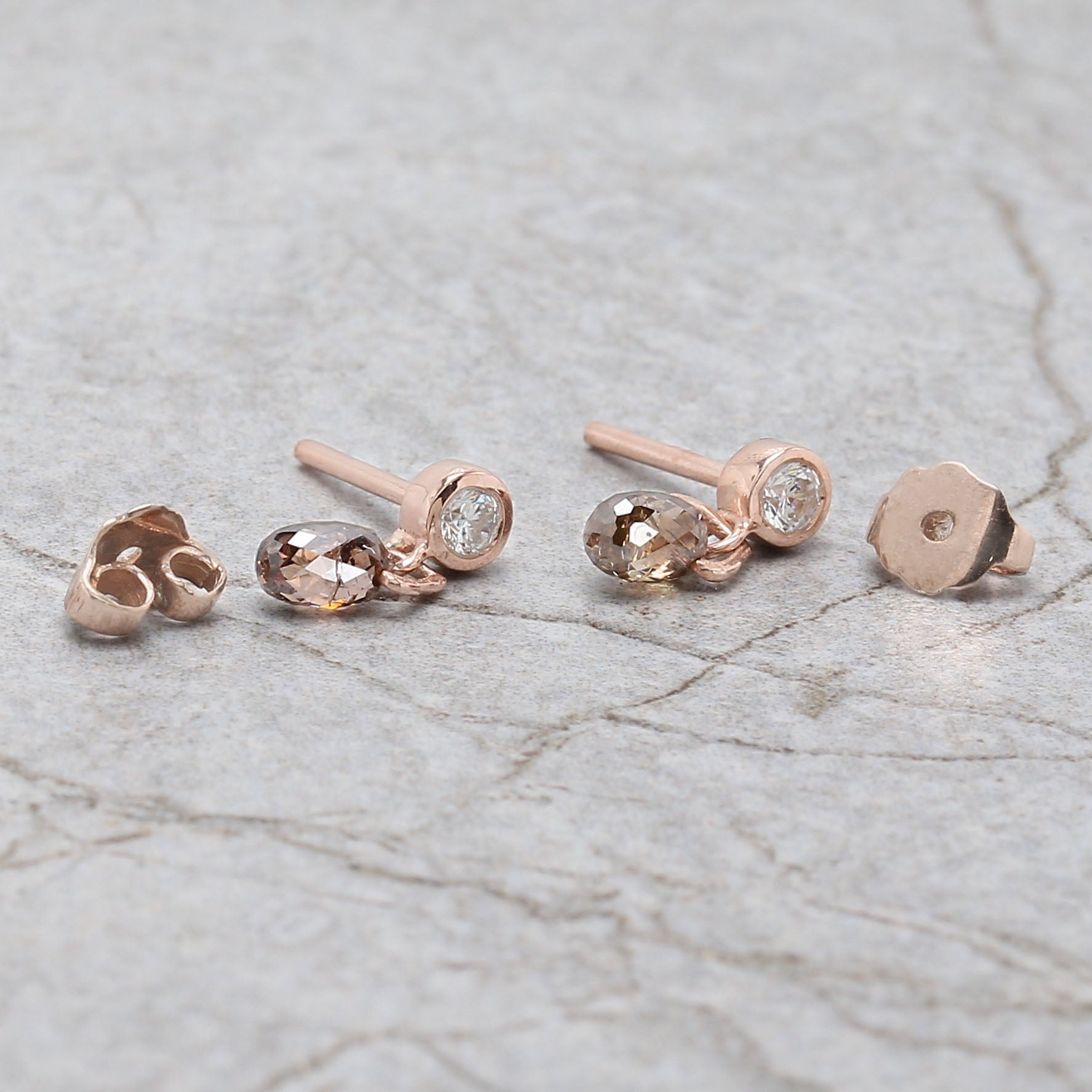 Drop Brown Color Diamond Earring Engagement Wedding Gift Earring 14K Solid Rose White Yellow Gold Earring 0.76 CT KDL9480