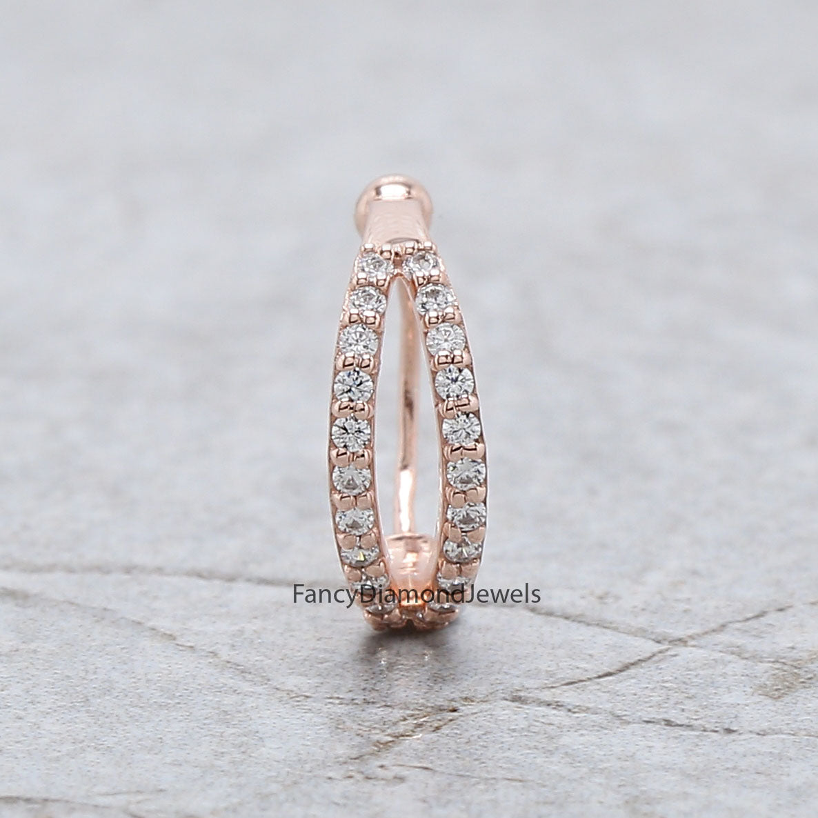 Natural Round White Diamond Nose Rings Engagement Wedding Gift Nose Ring 14K Solid Rose White Yellow Gold Nose Ring 0.11 CT KD993