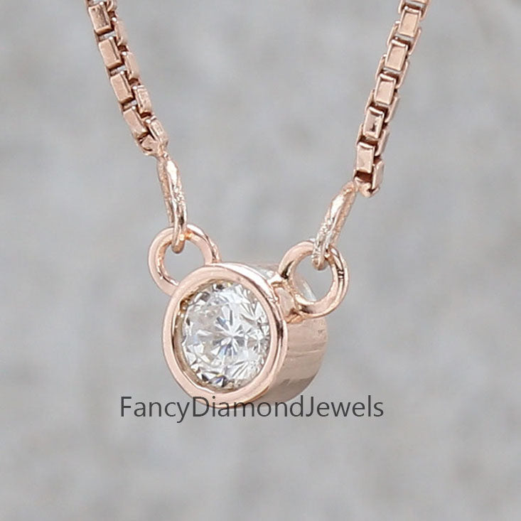Round Brilliant Cut White Color Diamond Pendant Engagement Wedding Gift Pendant 14K Solid Rose White Yellow Gold Pendant 0.17 CT KD1002