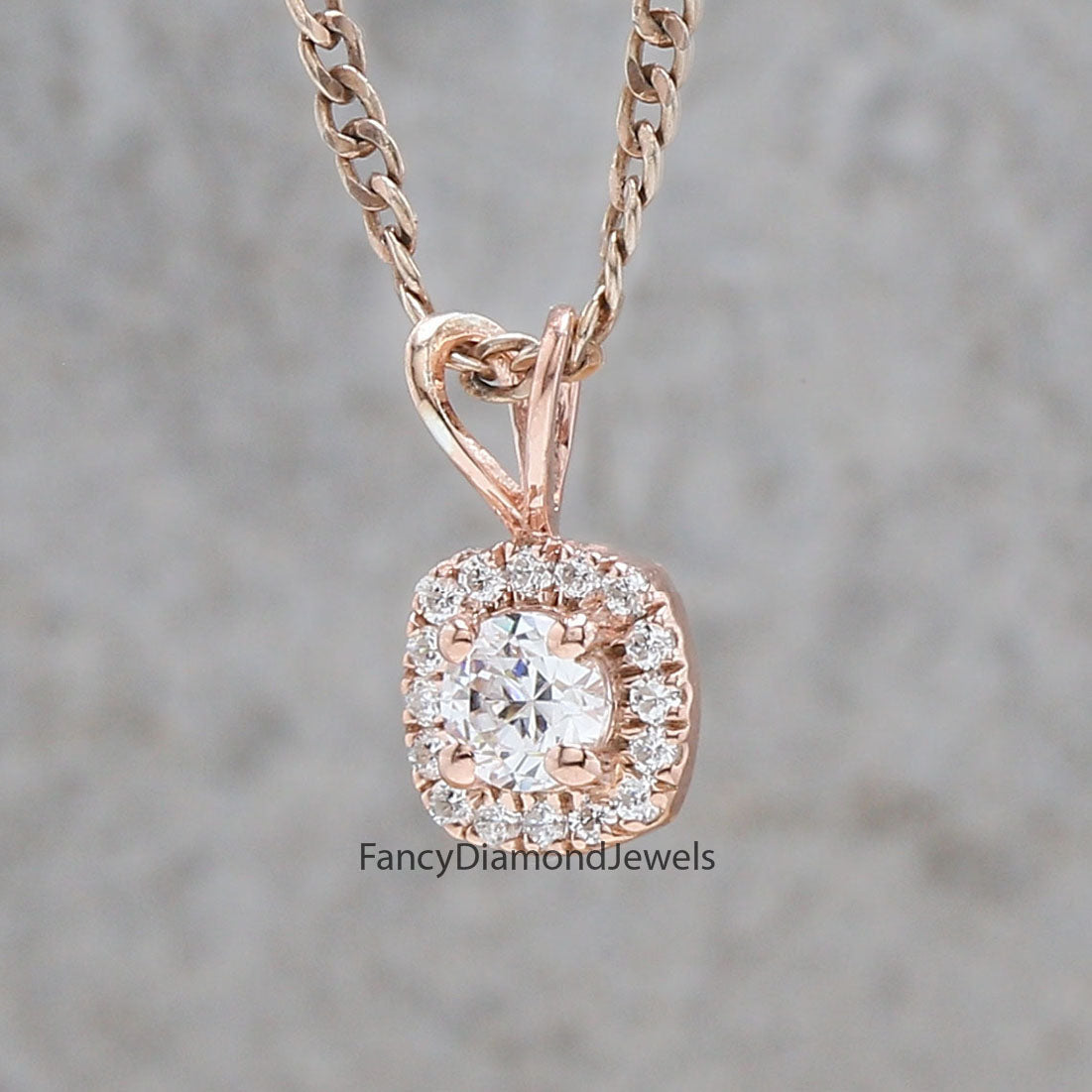 Round Brilliant Cut White Color Diamond Pendant Engagement Wedding Gift Pendant 14K Solid Rose White Yellow Gold Pendant 0.25 CT KD996