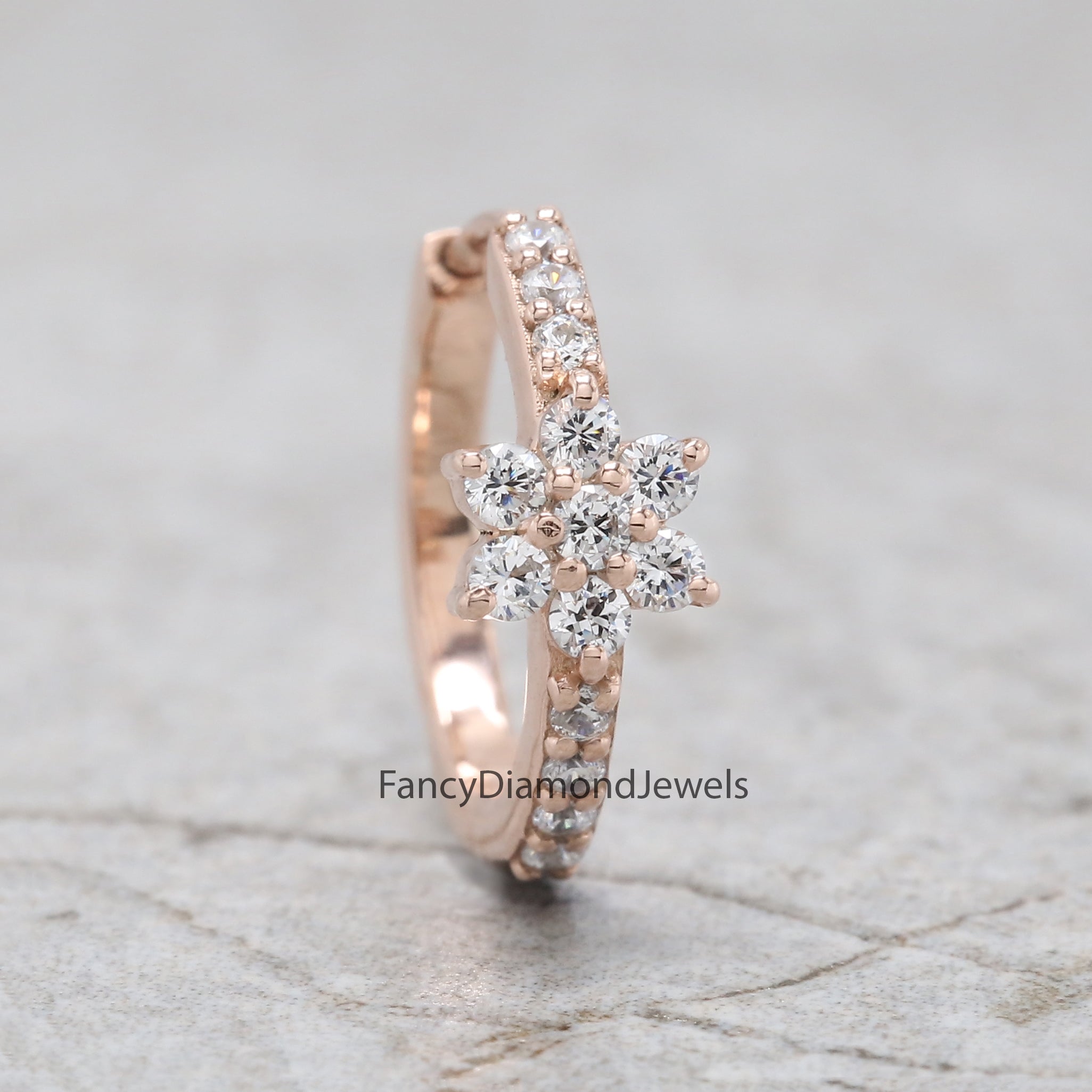 Natural White Round Diamond Nose Rings Engagement Wedding Gift Nose Ring 14K Solid Rose White Yellow Gold Nose Ring 0.16 CT KD951