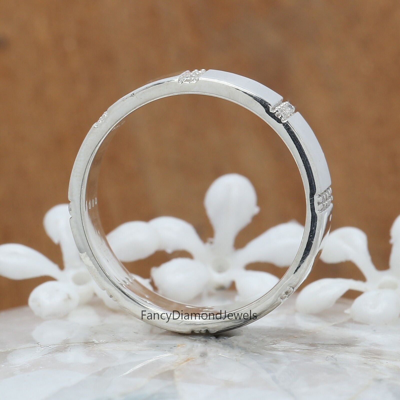 0.22 Ct, Men's Wedding Ring, White Diamond Band, Ring For Men, Round Diamond Band, Unique Men's Ring, Gift For Him KD933