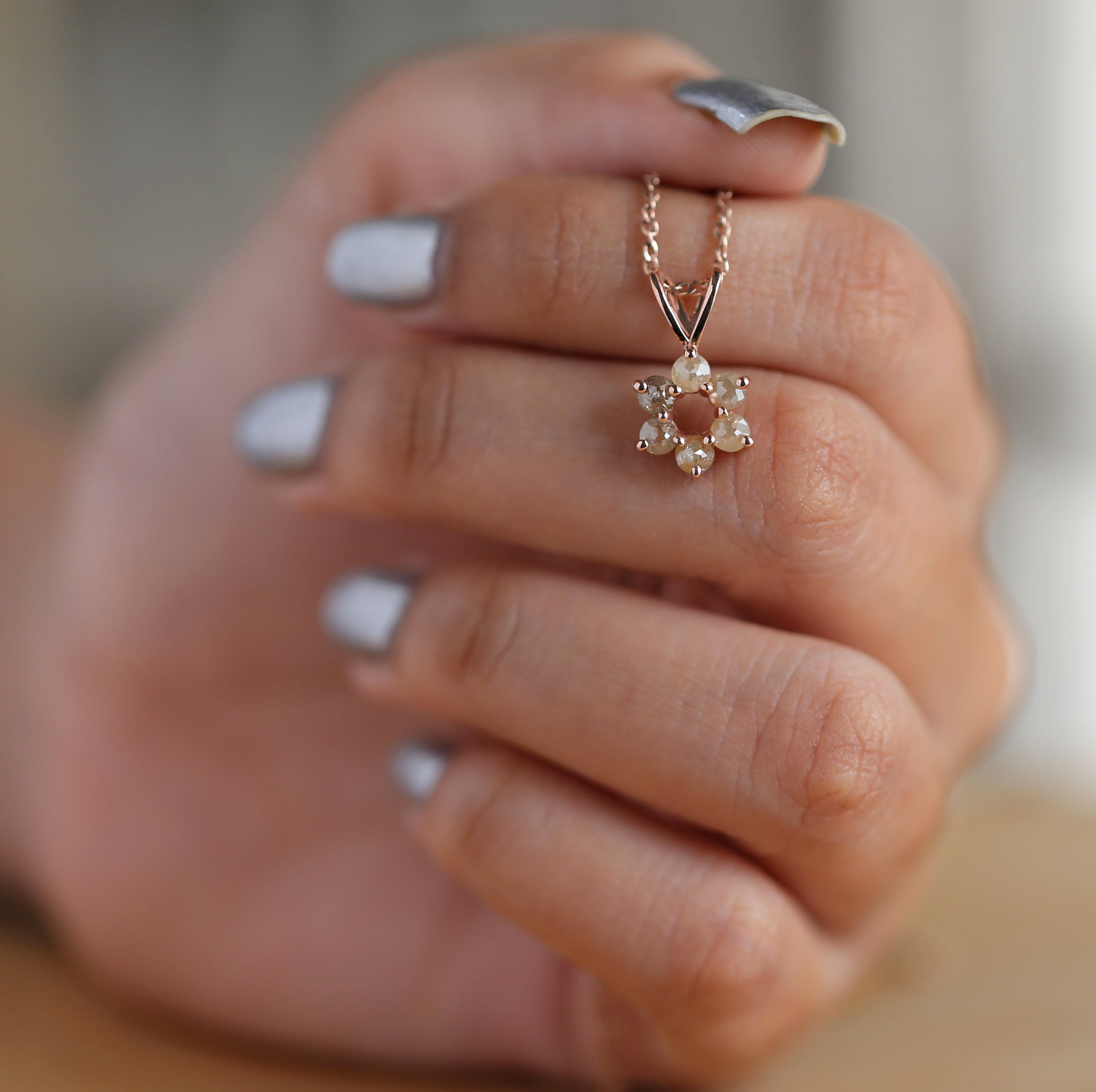 Round Rose Cut Diamond Pendant, Unique Diamond Pendant, Dangling Diamond Pendant, Round Cut Diamond,No Chain Including Only Pendant KDN7667