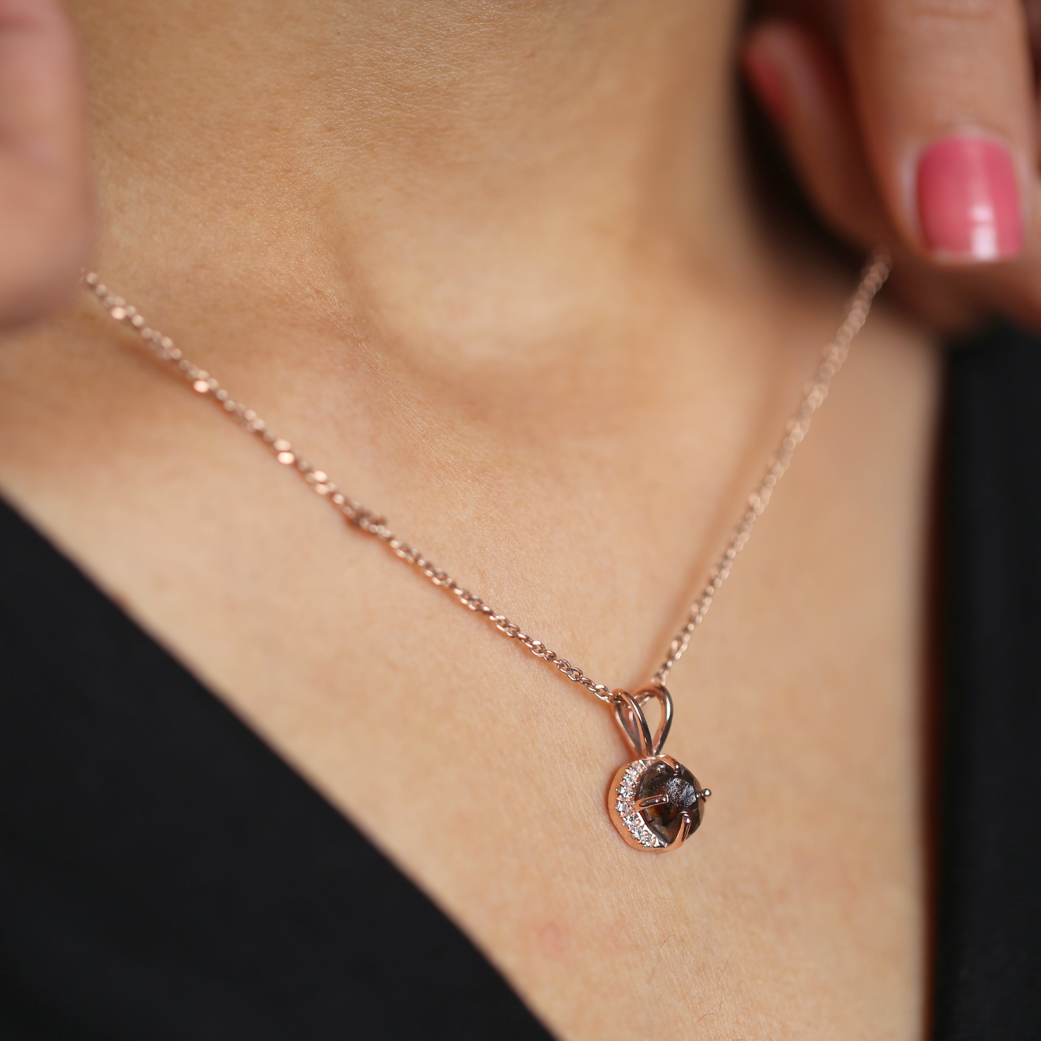 2.14 CT Raw Diamond Pendant, Hand Made Pendant, Rose Gold Pendant, Brown Diamond Pendant, Uncut Pendant, Rough Diamond Pendant KDK1329