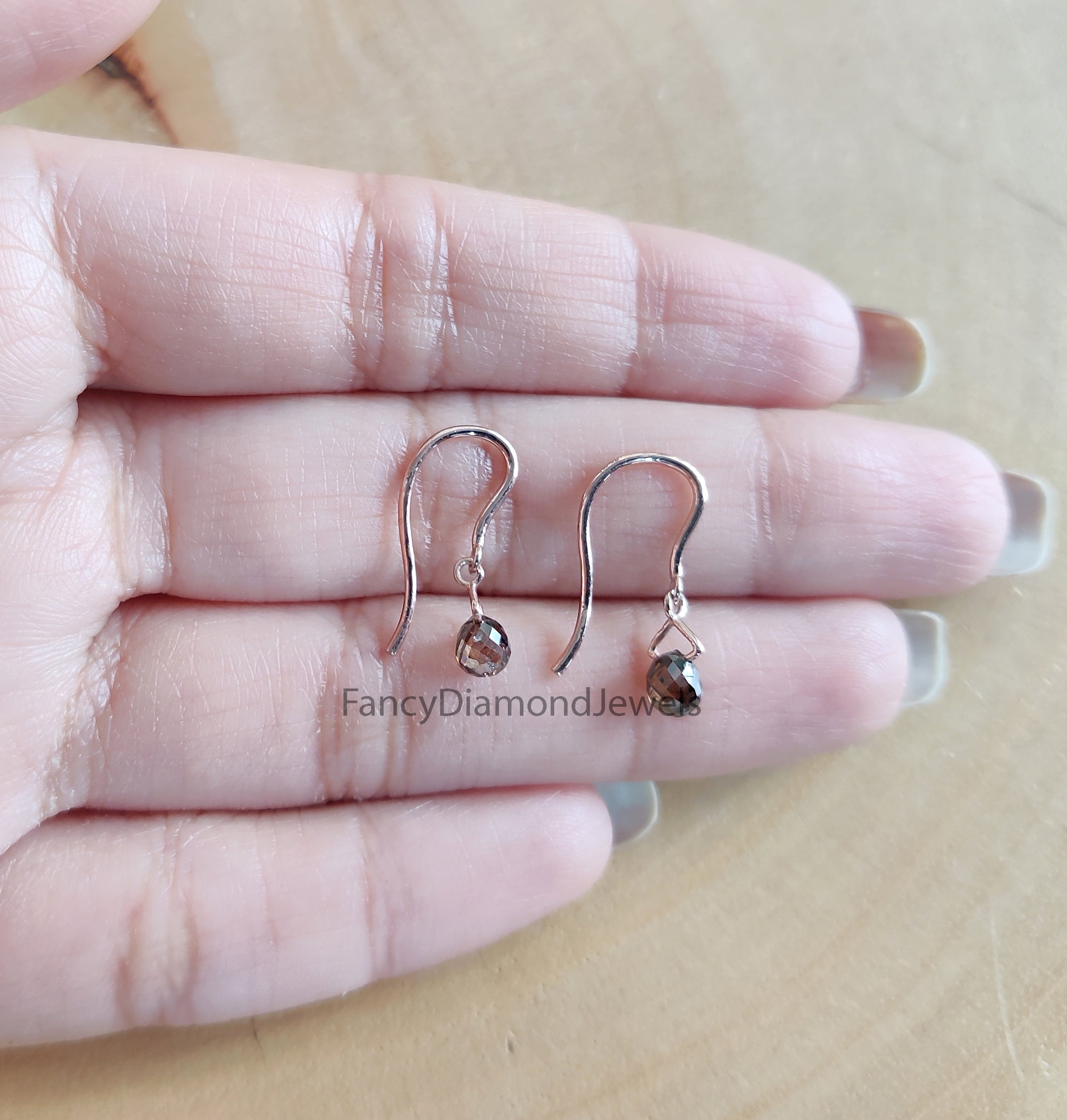 Drop Earrings, Diamond Drop Earrings, Brown Drop Earrings, Diamond Dangles Earrin, Briolette Diamond Dangling Earrings KDN878