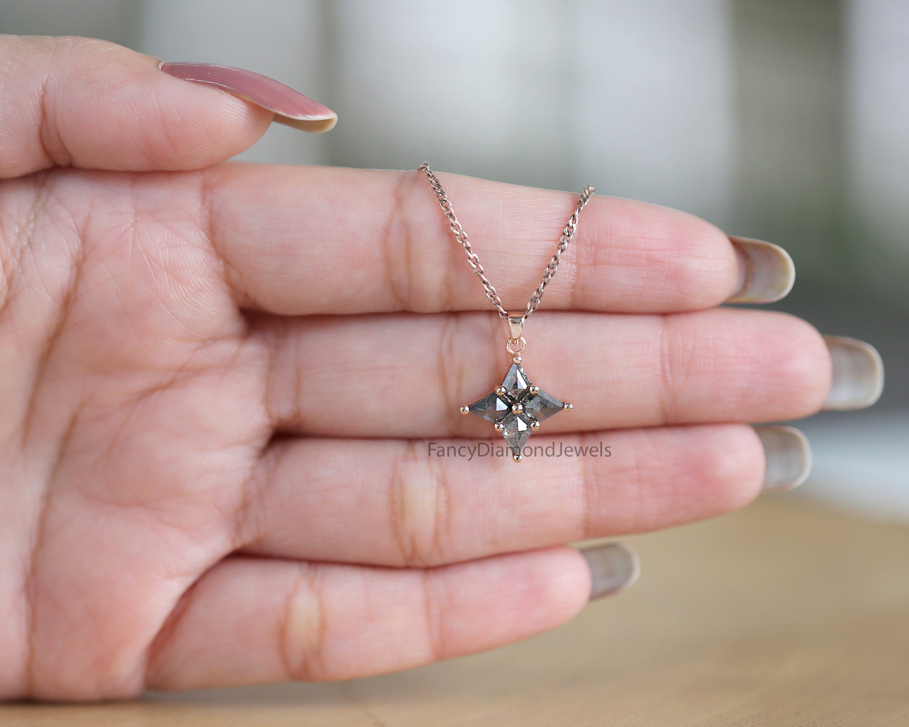 Kite Salt And Pepper Diamond Pendant, Kite Unique Diamond Pendant, Kite Dangling Diamond Pendant, No Chain Including Only Pendant, KD1094