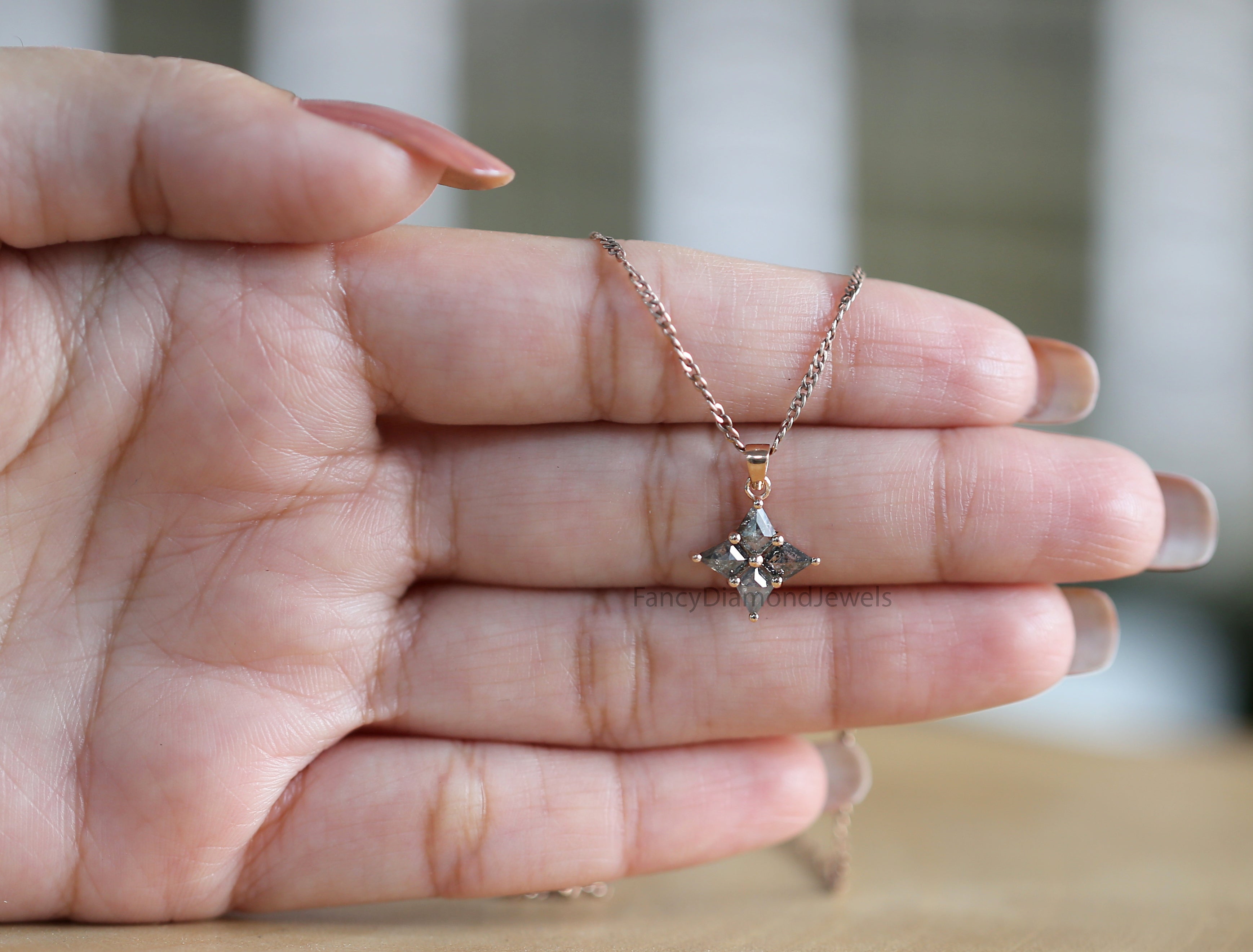 Kite Salt And Pepper Diamond Pendant, Unique Diamond Pendant, Salt And Pepper Diamond Pendant, Kite Pendant, Dangling Diamond Pendant KD1096