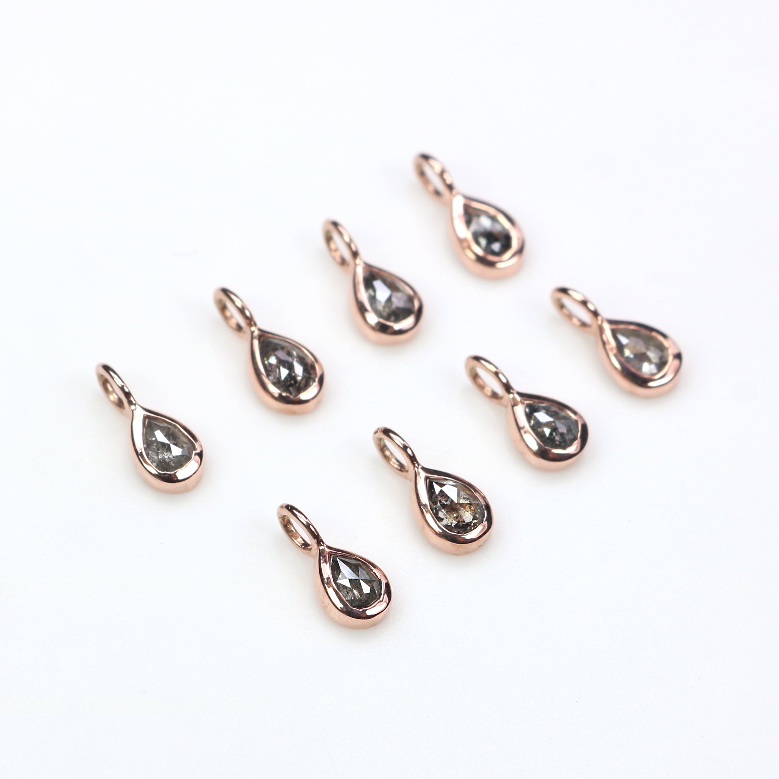 Pear Salt And Pepper Diamond Pendant Engagement Wedding Gift Pendant 14K Solid Rose White Yellow Gold Pendant KD1089