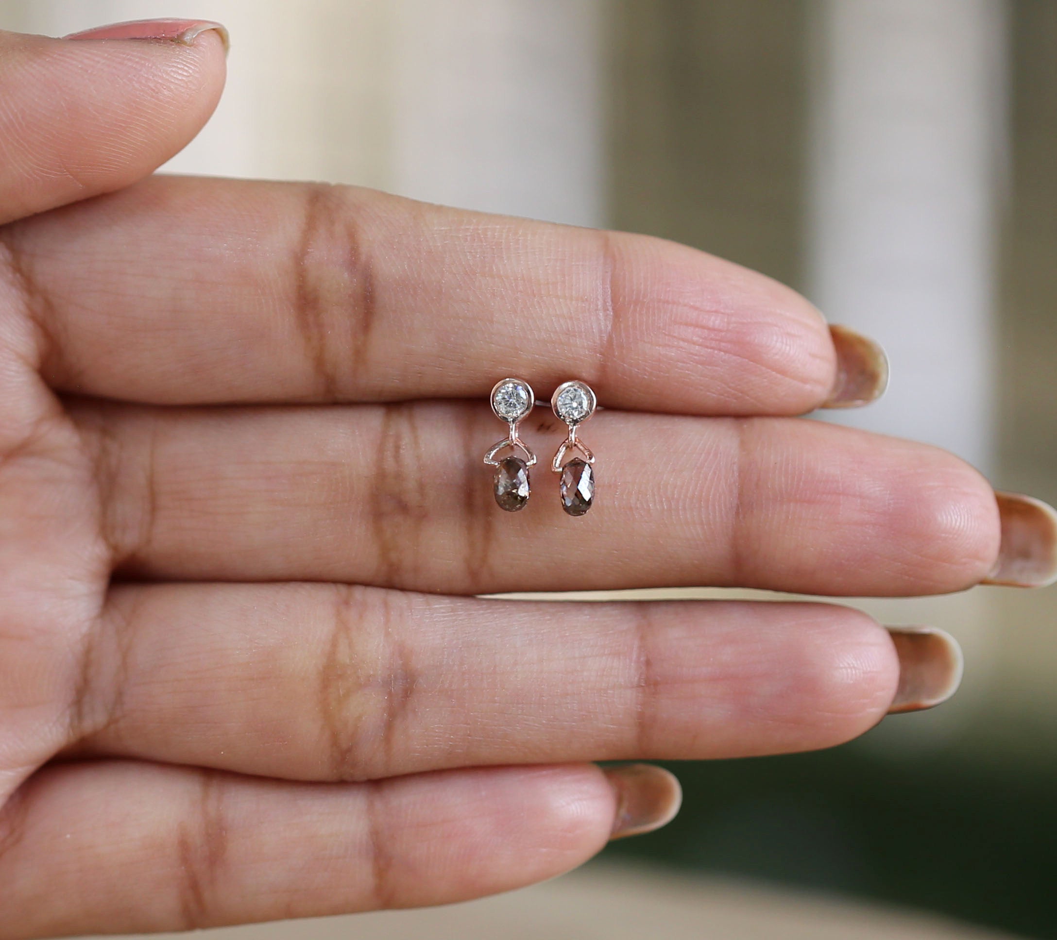 Drop Brown Color Diamond Earring Engagement Wedding Gift Earring 14K Solid Rose White Yellow Gold Earring 0.76 CT KDL9480