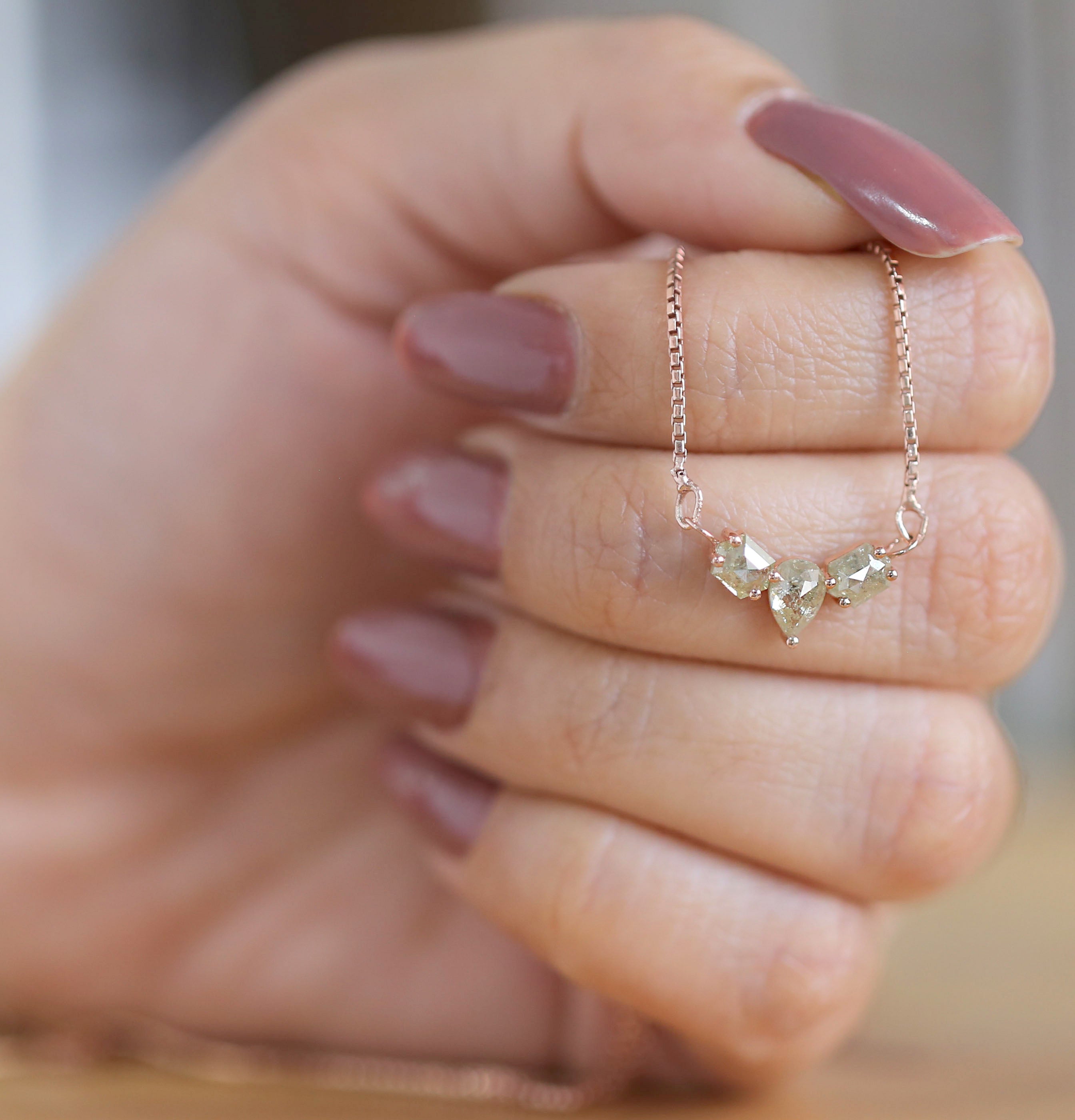 Mix Shape Grey Diamond Pendant Engagement Wedding Gift Pendant 14K Solid Rose White Yellow Gold Pendant 1.12 CT KDN1232