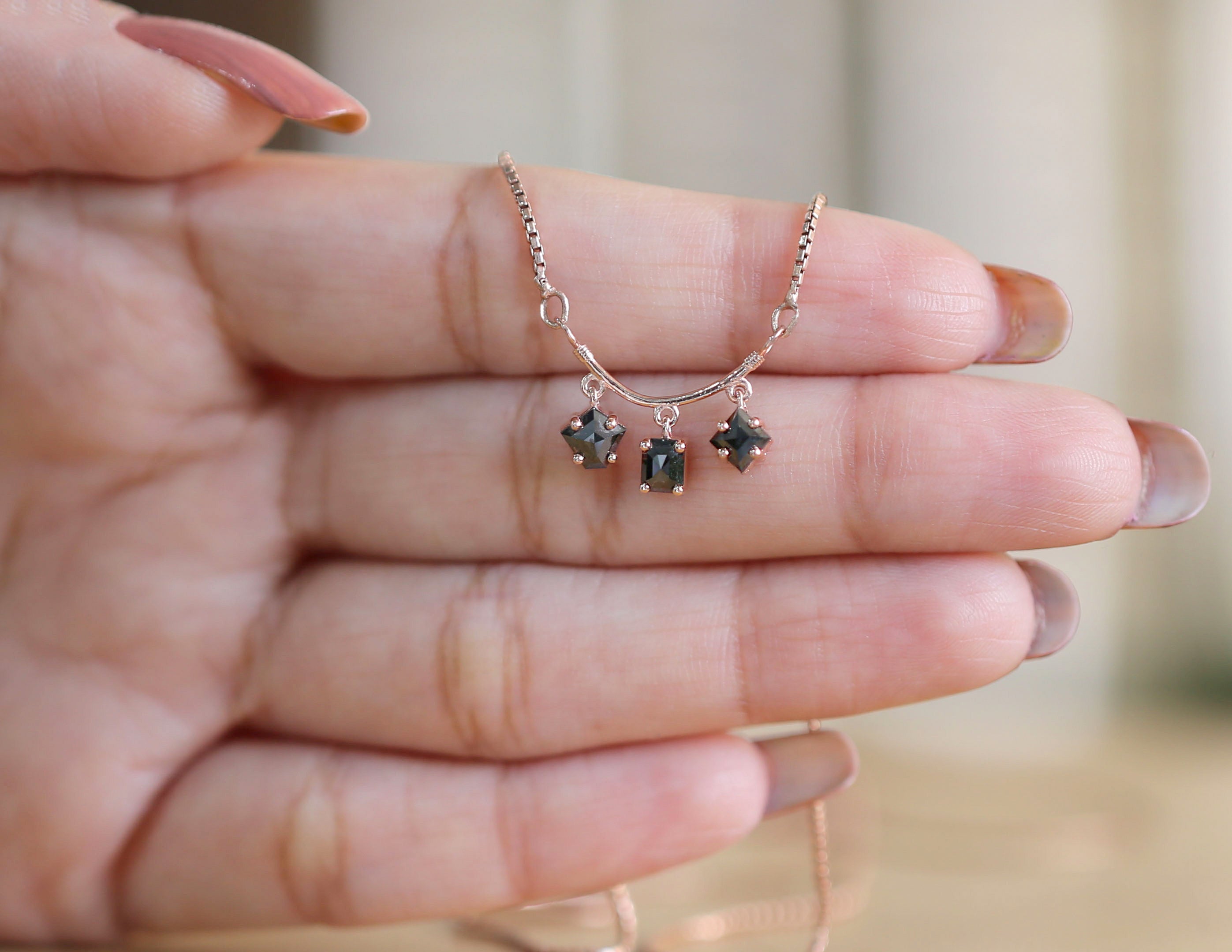 Mix Shape Black Color Diamond Pendant Engagement Wedding Gift Pendant 14K Solid Rose White Yellow Gold Pendant 1.01 CT KDN621