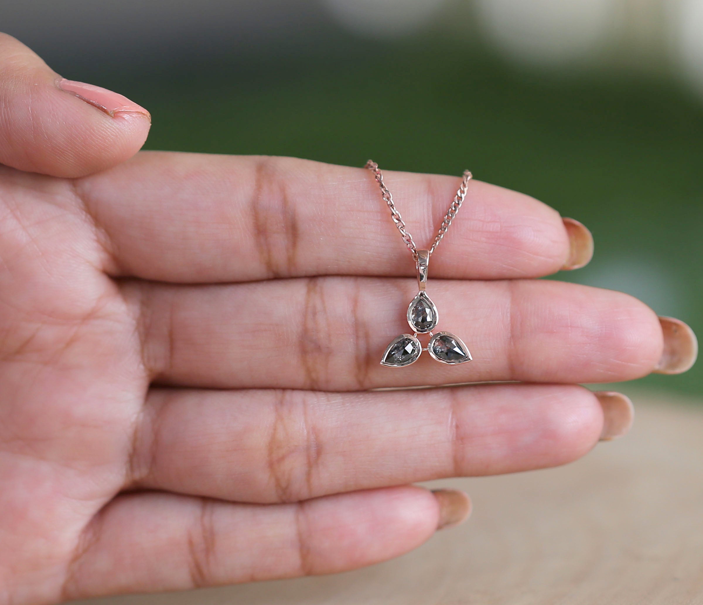 Pear Salt And Pepper Diamond Pendant, Unique Diamond Pendant, Salt And Pepper Diamond Pendant, No Chain Including Only Pendant, KDL1980