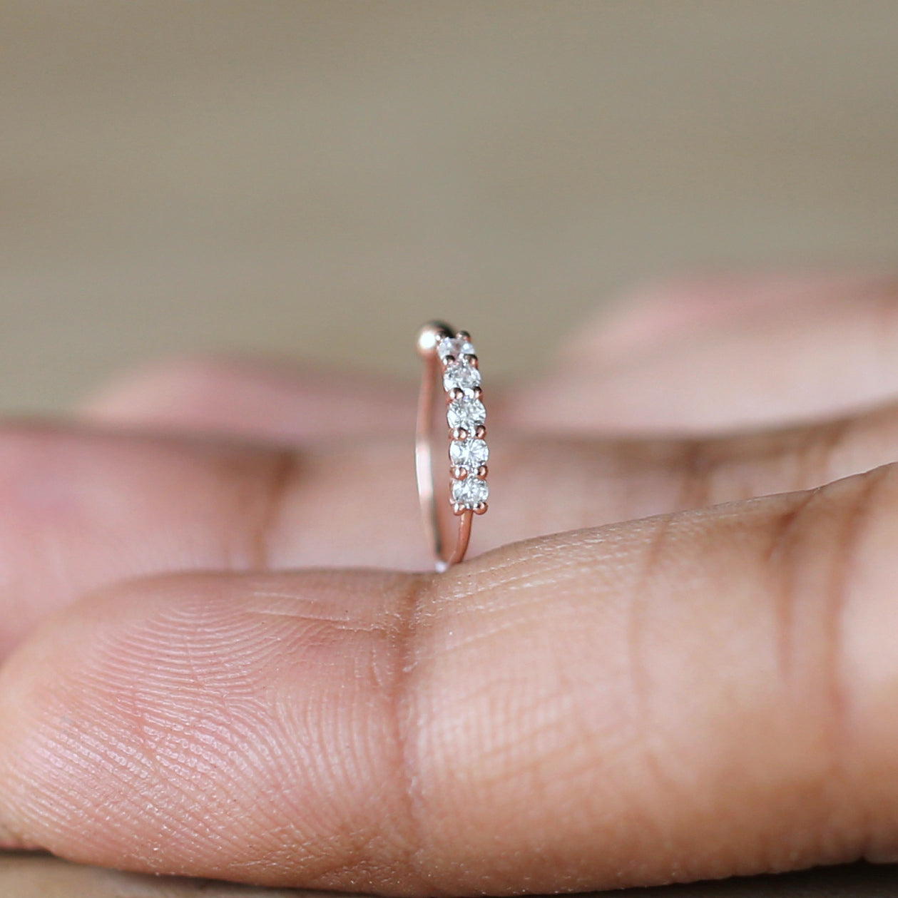 Natural Round White Diamond Nose Rings Engagement Wedding Gift Nose Ring 14K Solid Rose White Yellow Gold Nose Ring 0.08 CT KD988