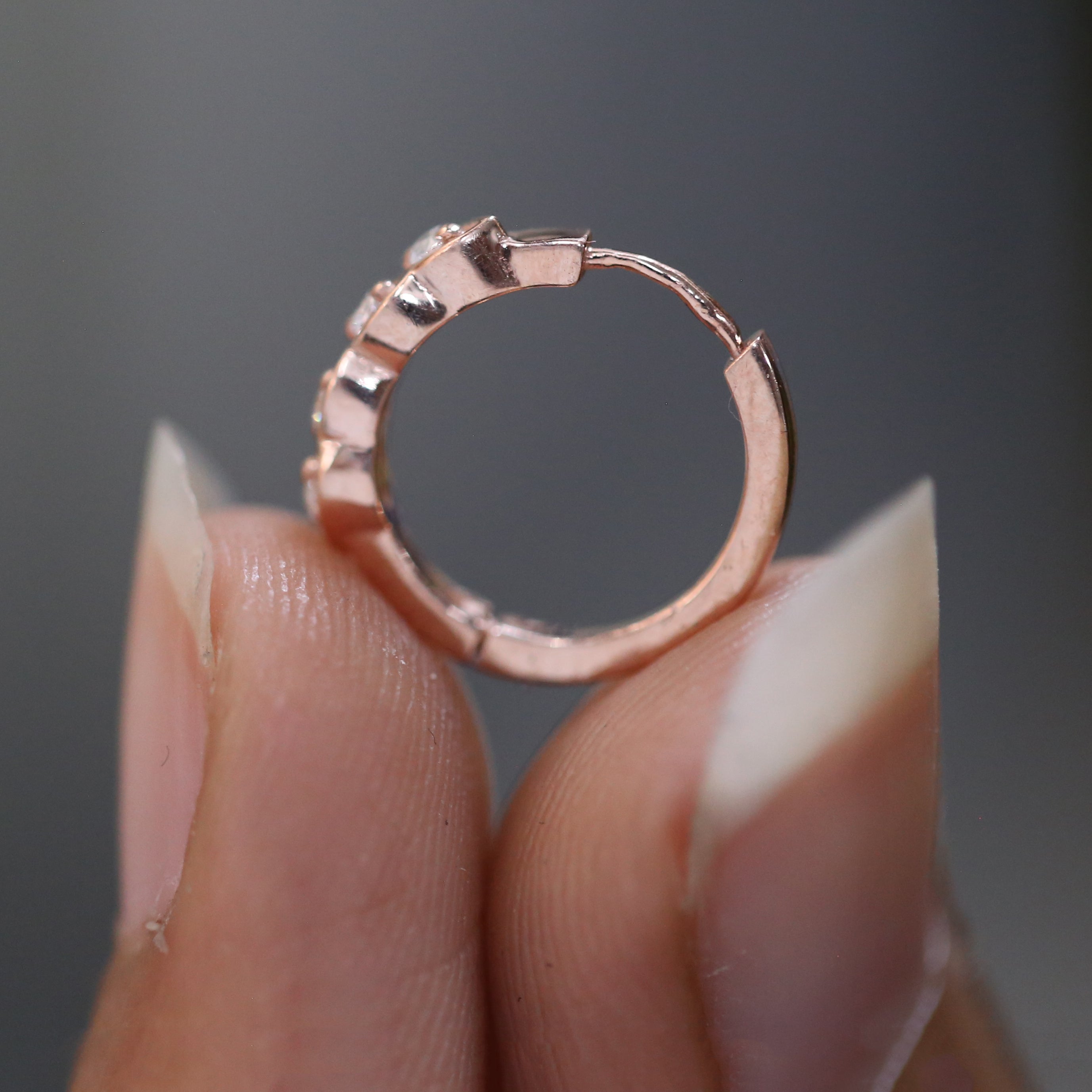 Natural White Round Diamond Nose Rings Engagement Wedding Gift Nose Ring 14K Solid Rose White Yellow Gold Nose Ring 0.06 CT KD967