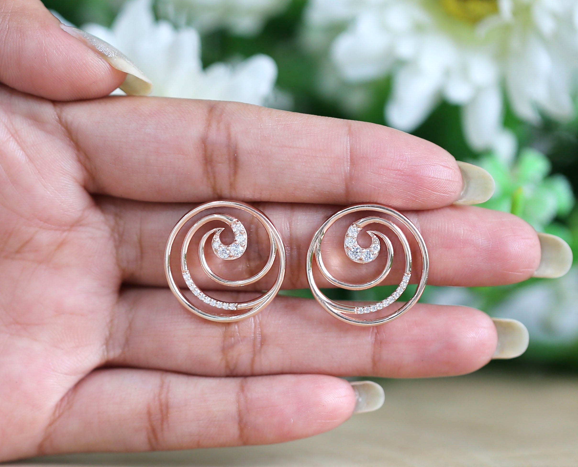 Round White Color Diamond Earring Engagement Wedding Gift Earring 14K Solid Rose White Yellow Gold Earring 0.35 CT KD990