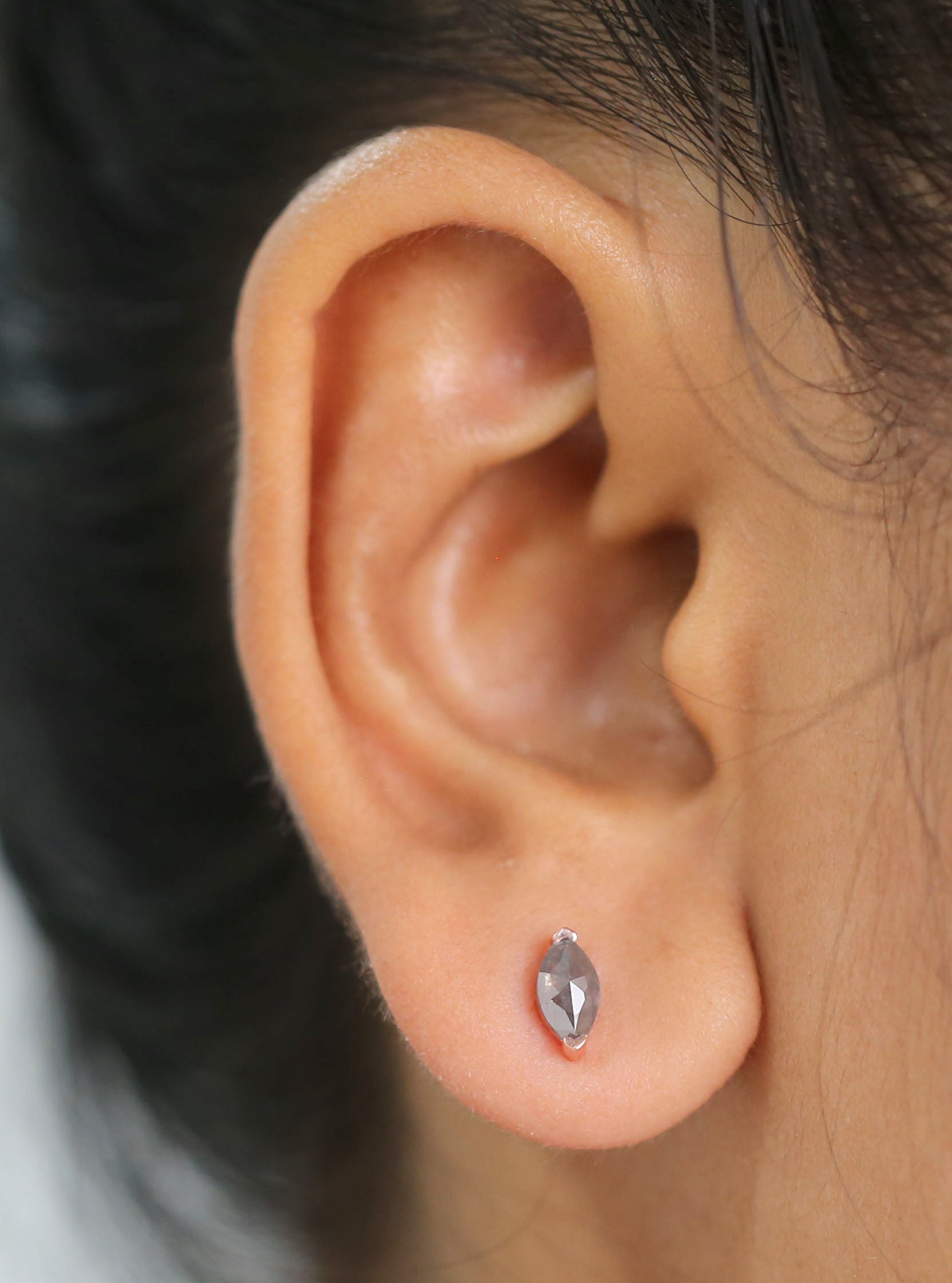 Marquise Salt and Pepper Diamond Earring Engagement Wedding Gift Earring 14K Solid Rose White Yellow Gold Earring 0.77 CT KDL1076