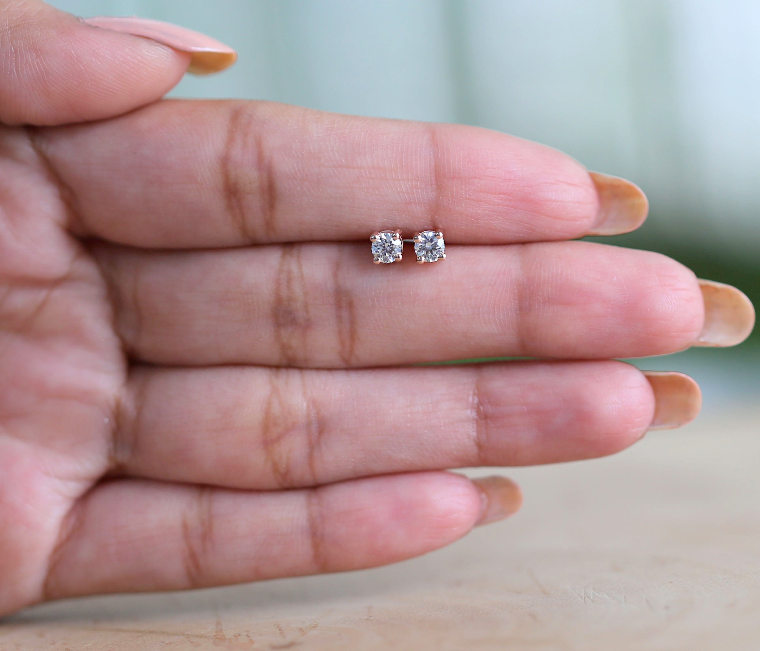 Round White Color Diamond Earring Engagement Wedding Gift Earring 14K Solid Rose White Yellow Gold Earring 0.34 CT KD999