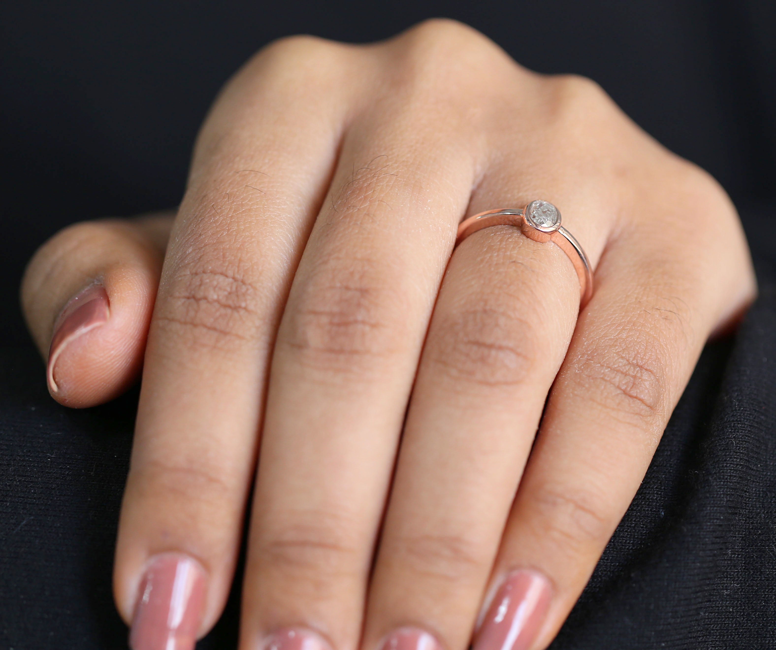 Oval Gray Color Diamond Ring Engagement Wedding Gift Ring 14K Solid Rose White Yellow Gold Ring 0.57 CT KDL5971