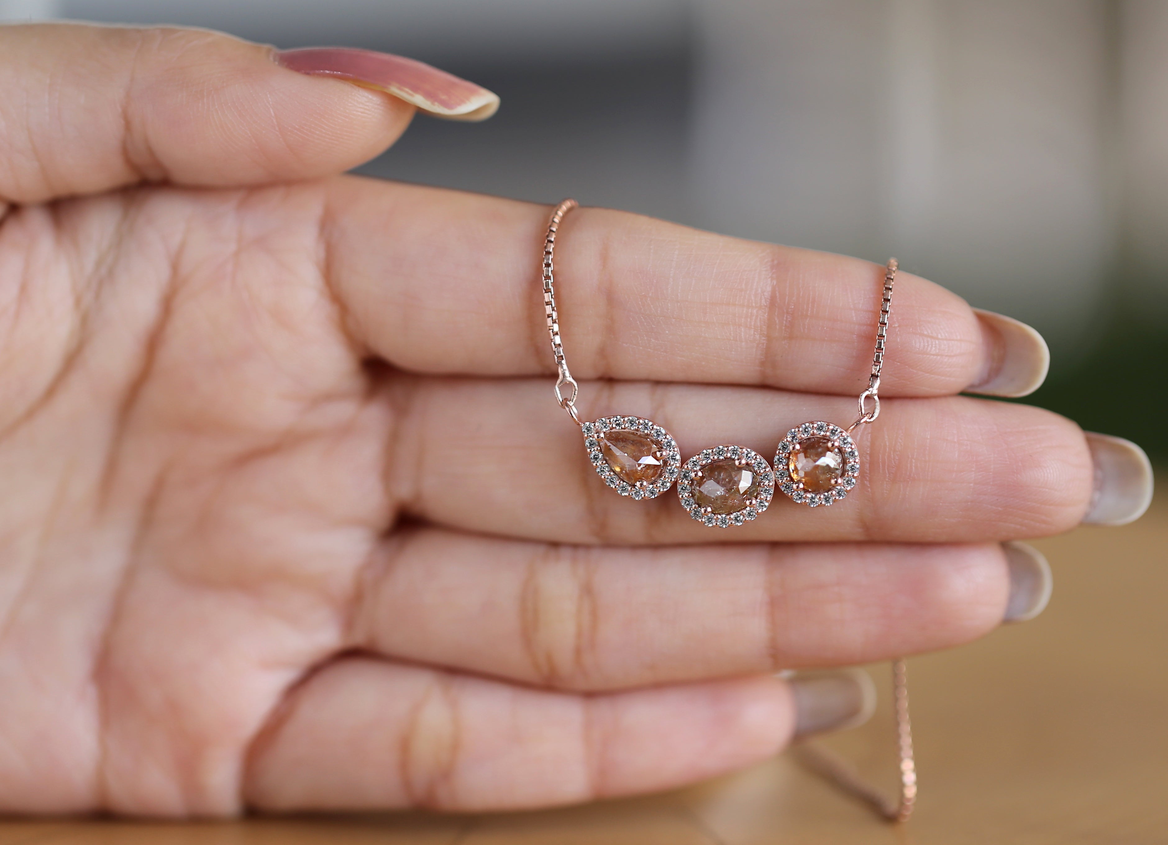 Mix Shape Brown Color Diamond Pendant Engagement Wedding Gift Pendant 14K Solid Rose White Yellow Gold Pendant 1.96 CT KDN1998