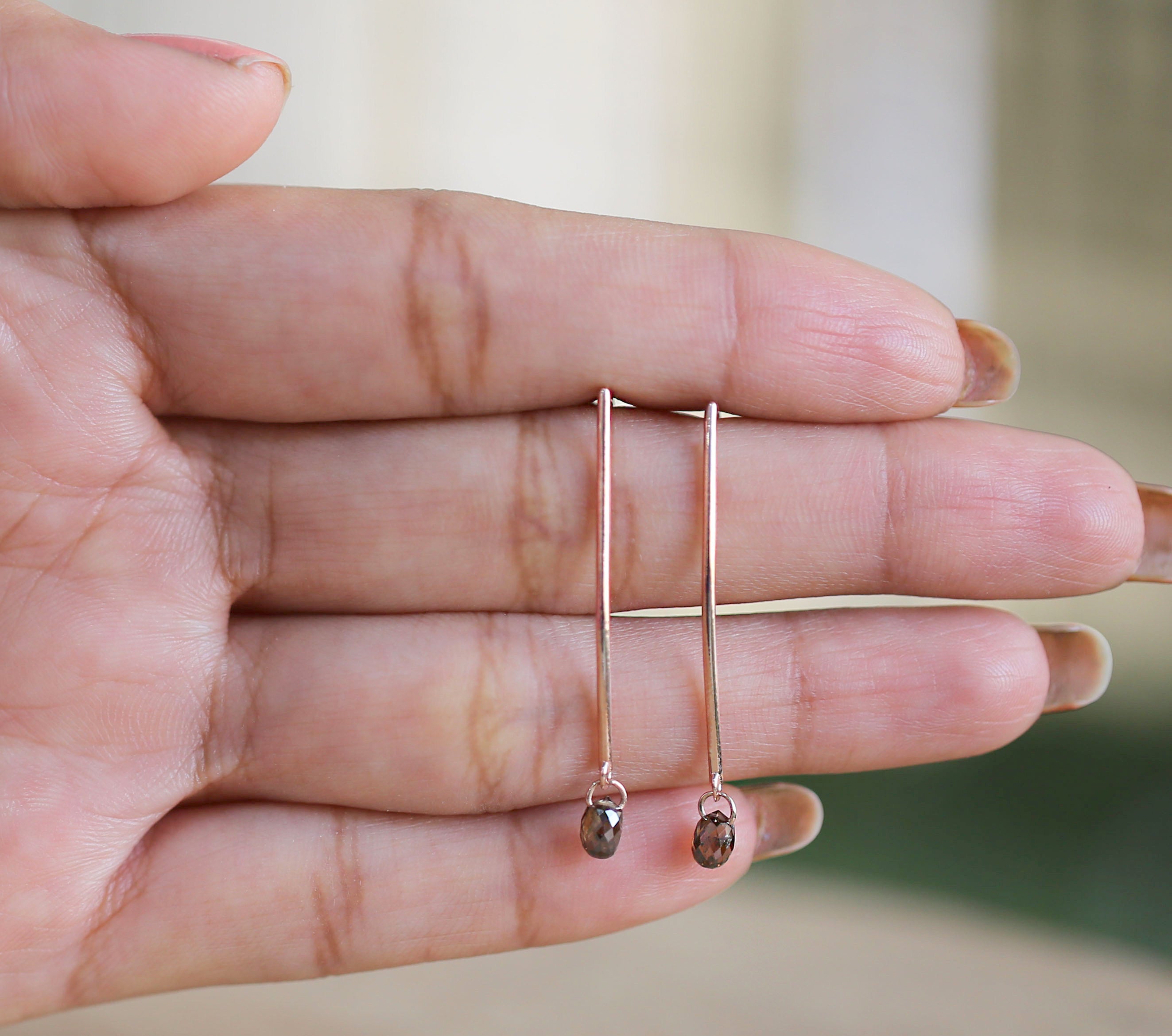 Drop Brown Color Diamond Earring Engagement Wedding Gift Earring 14K Solid Rose White Yellow Gold Earring 0.89 CT KDL9910