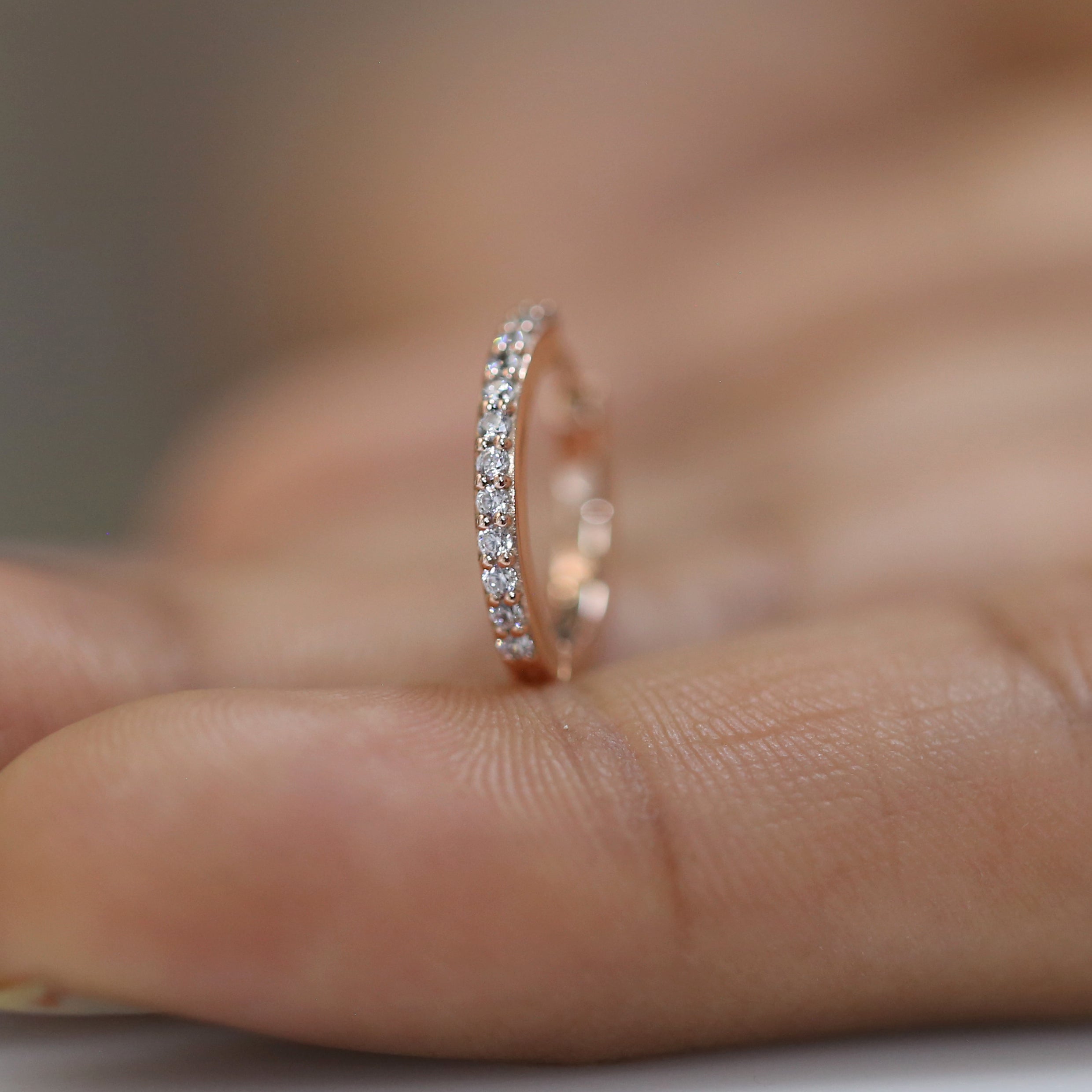 Natural White Round Diamond Nose Rings Engagement Wedding Gift Nose Ring 14K Solid Rose White Yellow Gold Nose Ring 0.08 CT KD956