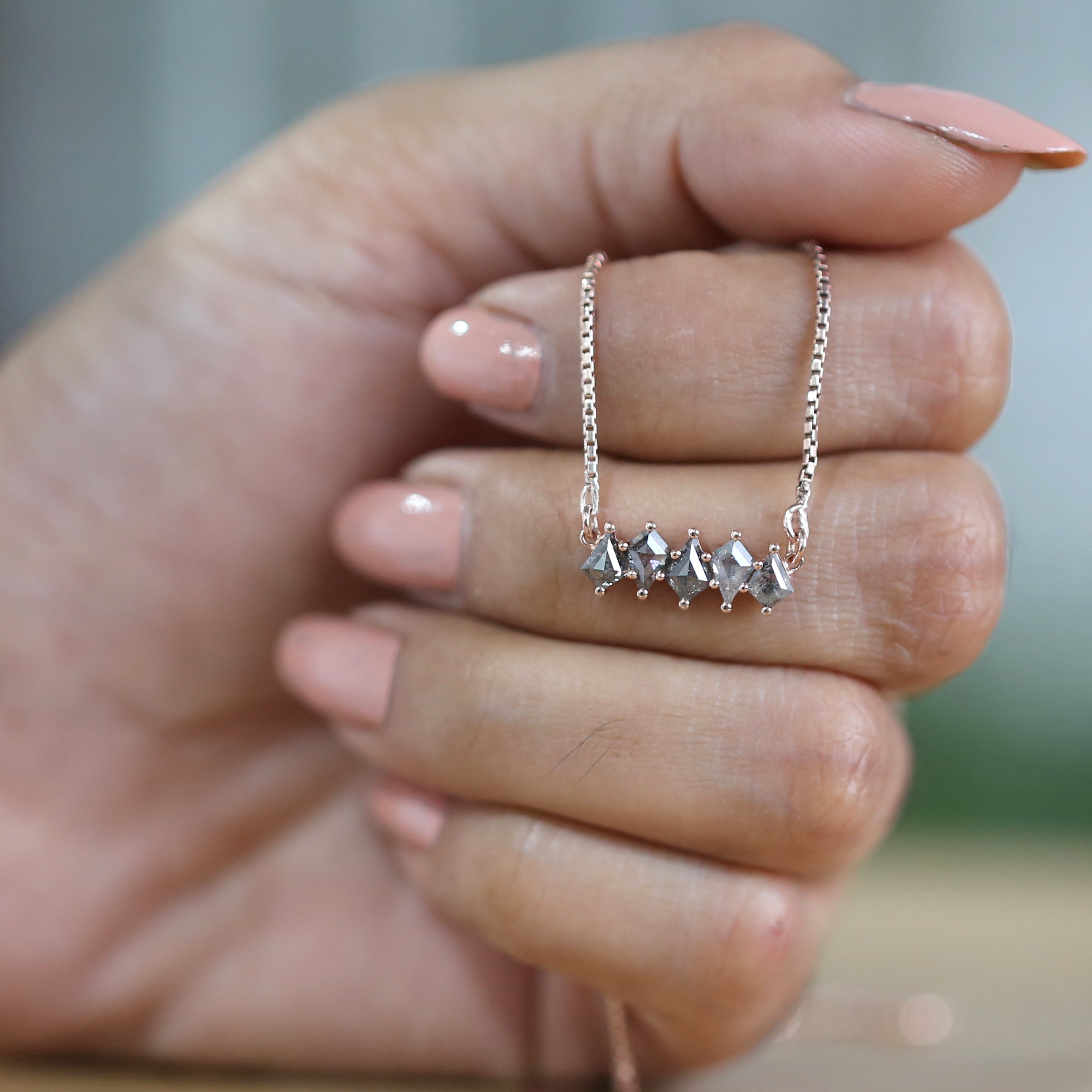 Kite Salt And Pepper Diamond Pendant Engagement Wedding Gift Pendant 14K Solid Rose White Yellow Gold Pendant 0.96 CT KD1218