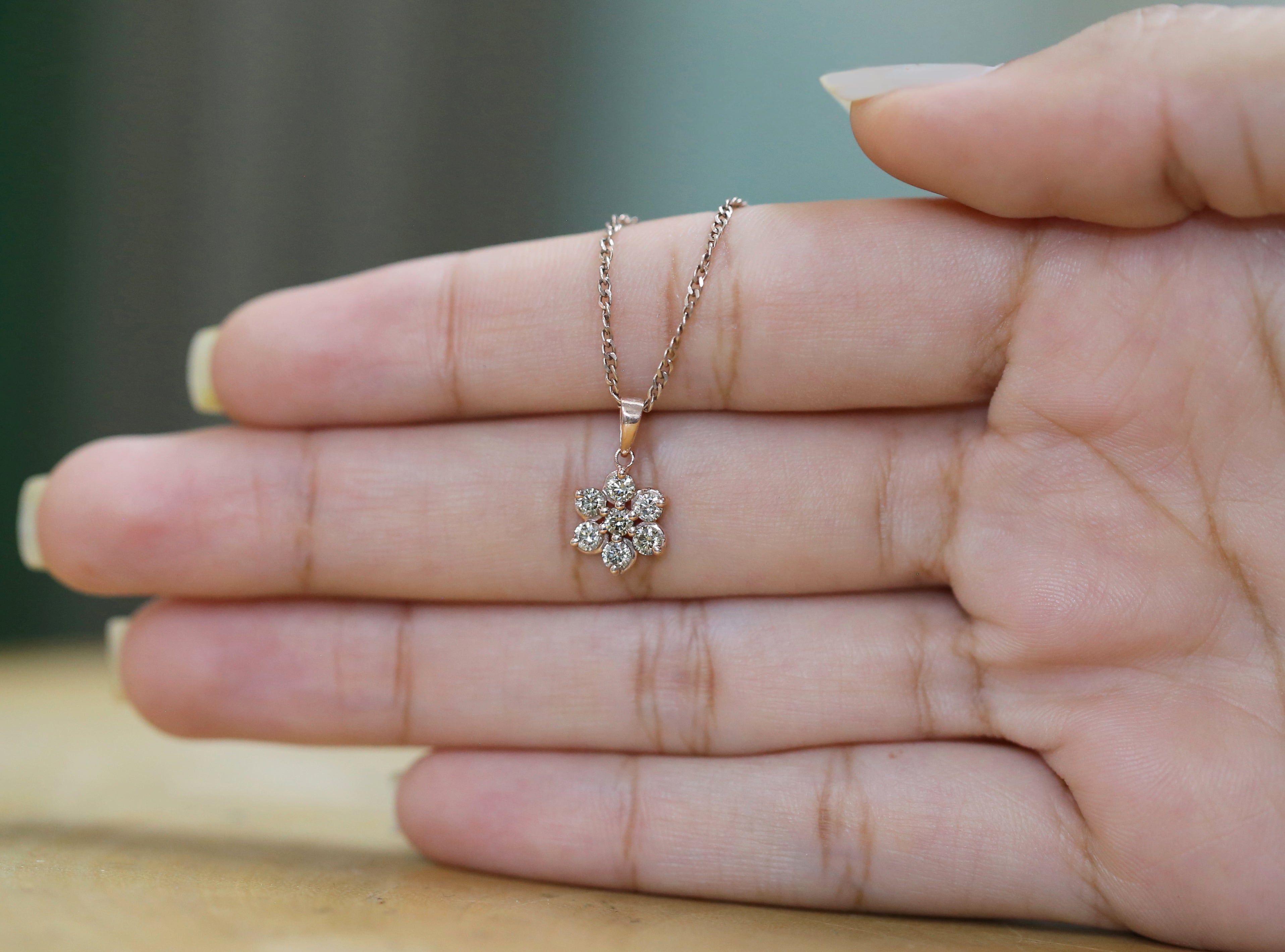 Round Brilliant Cut Brown Color Diamond Pendant Engagement Wedding Gift Pendant 14K Solid Rose White Yellow Gold Pendant 0.40 CT KDK1461