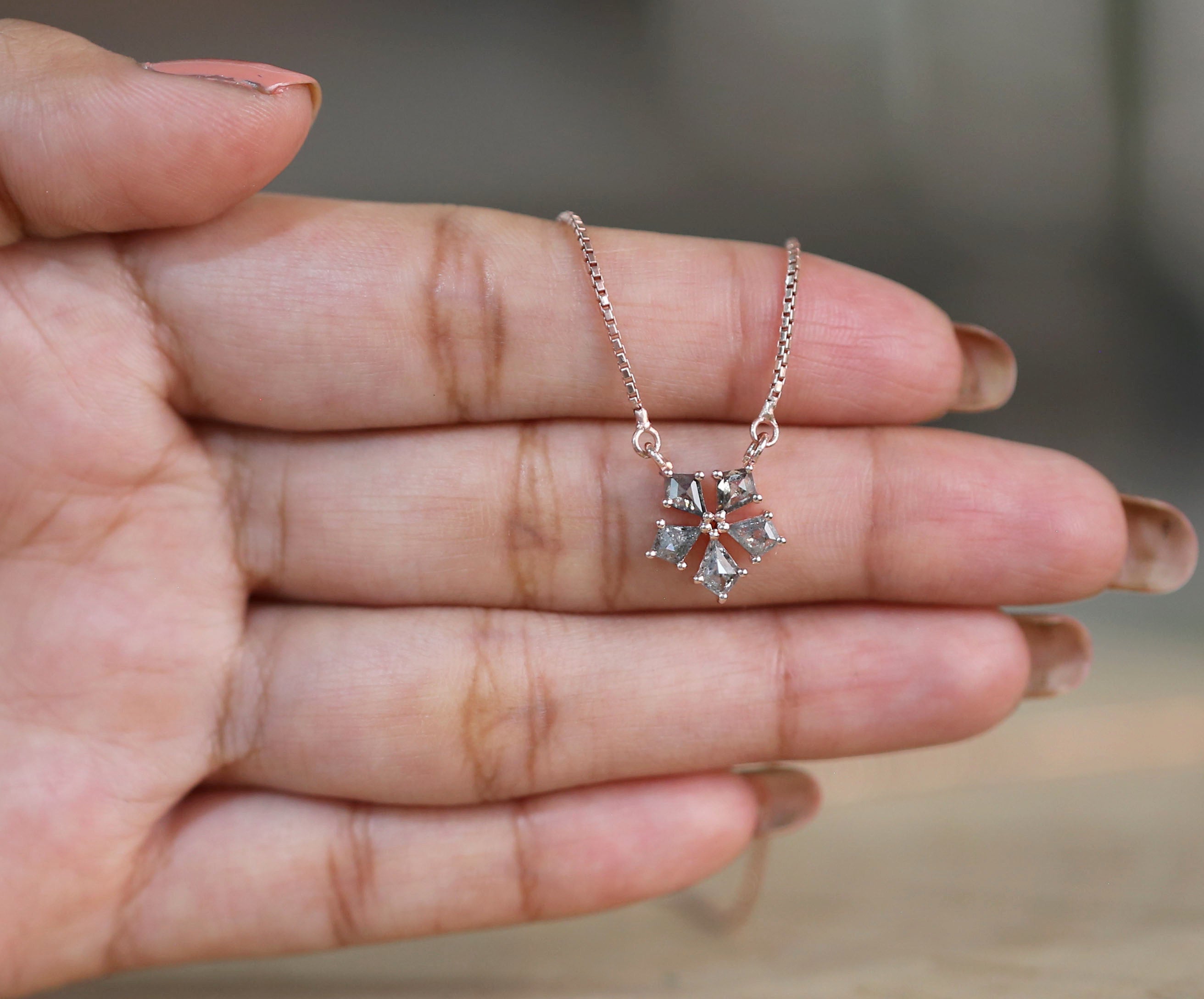 Kite Salt And Pepper Diamond Pendant Engagement Wedding Gift Pendant 14K Solid Rose White Yellow Gold Pendant 0.77 CT KDN1331