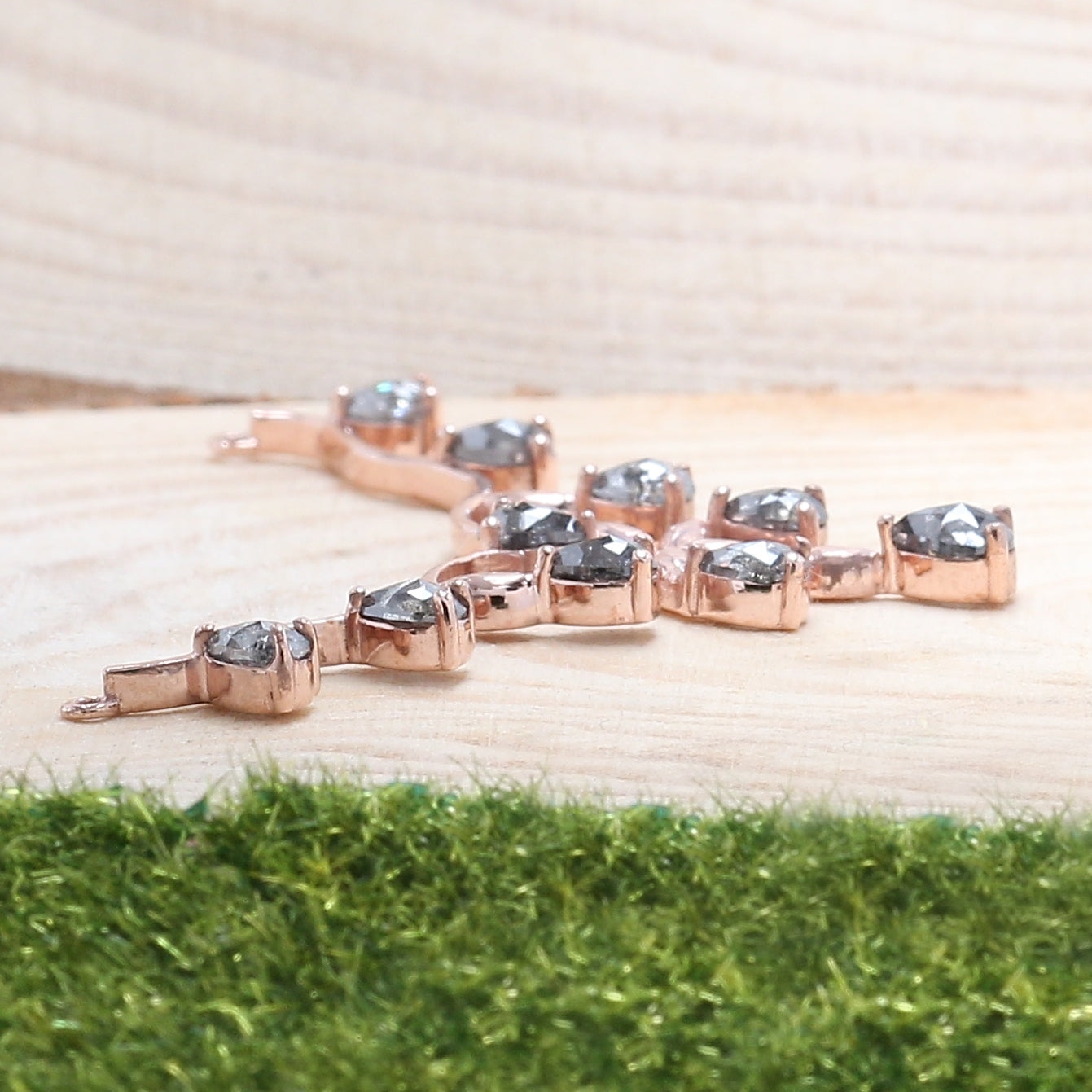 Pear Cut Salt And Pepper Diamond Pendant 1.19 Ct 4.25 MM Pear Shape Diamond Pendant 14K Solid Rose Gold Silver Engagement Pendant QL1294