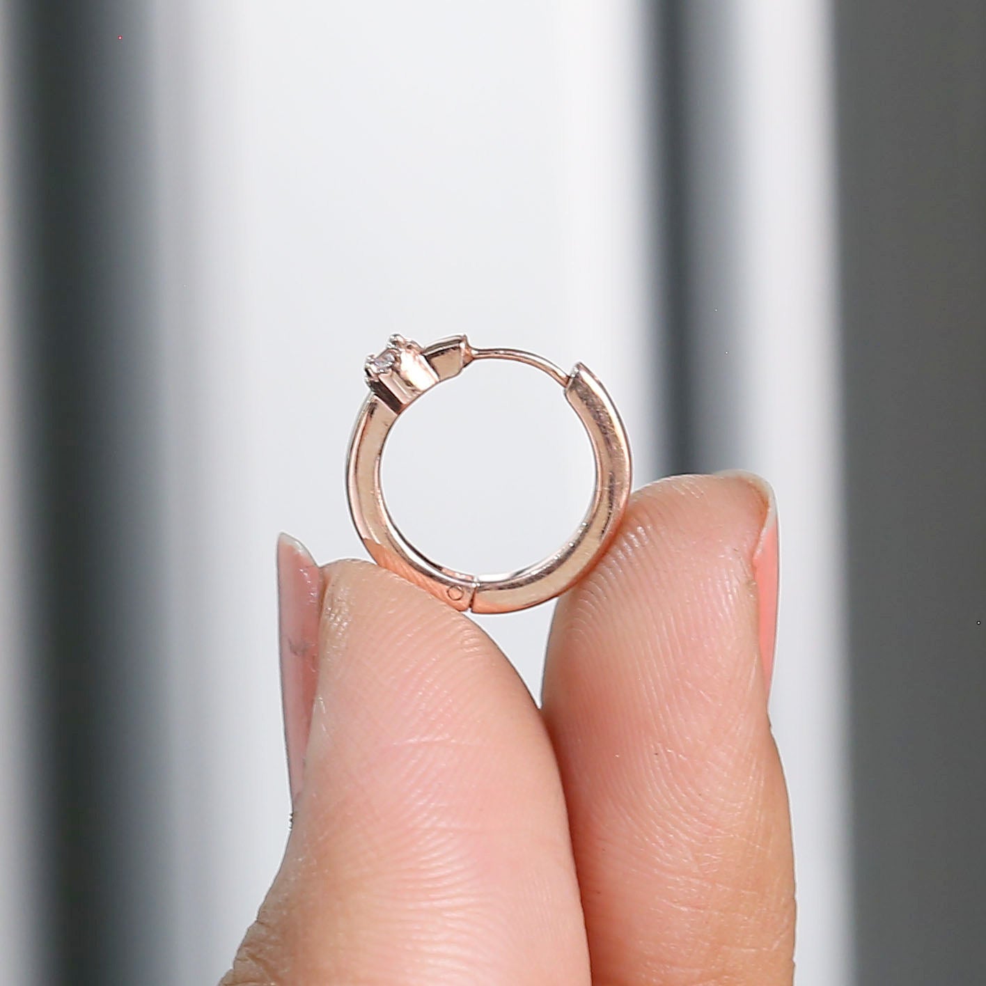 Natural White Round Diamond Nose Rings Engagement Wedding Gift Nose Ring 14K Solid Rose White Yellow Gold Nose Ring 0.03 CT KD1034