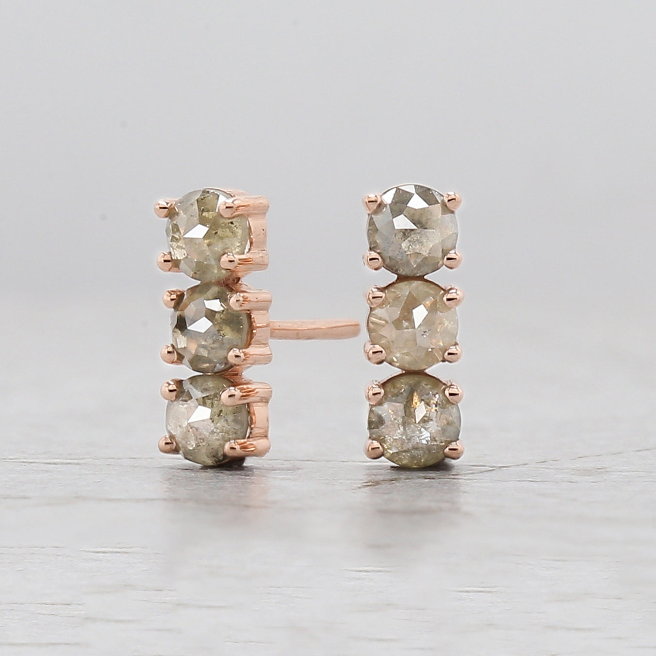 Round Rose Cut Gray Yellow Color Diamond Earring Engagement Wedding Gift Earring 14K Solid Rose White Yellow Gold Earring 1.82 CT KDL9851