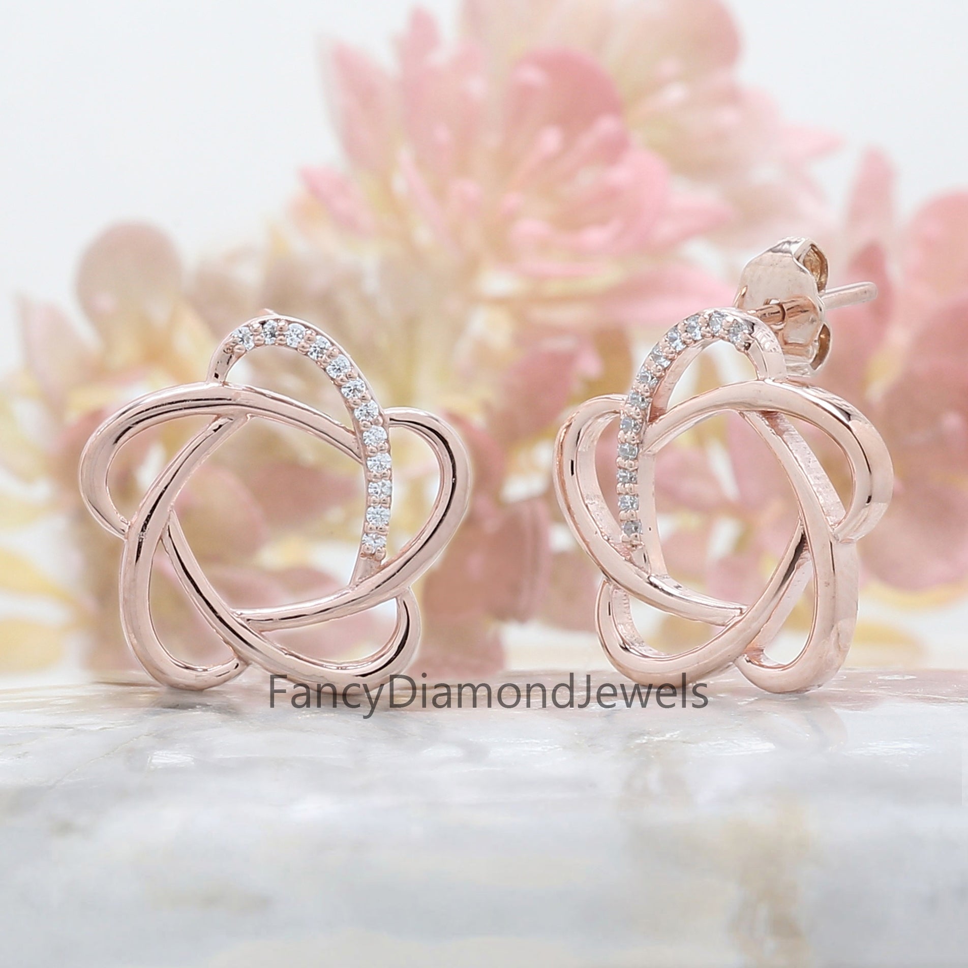 Round White Color Diamond Earring Engagement Wedding Gift Earring 14K Solid Rose White Yellow Gold Earring 0.14 CT KD986