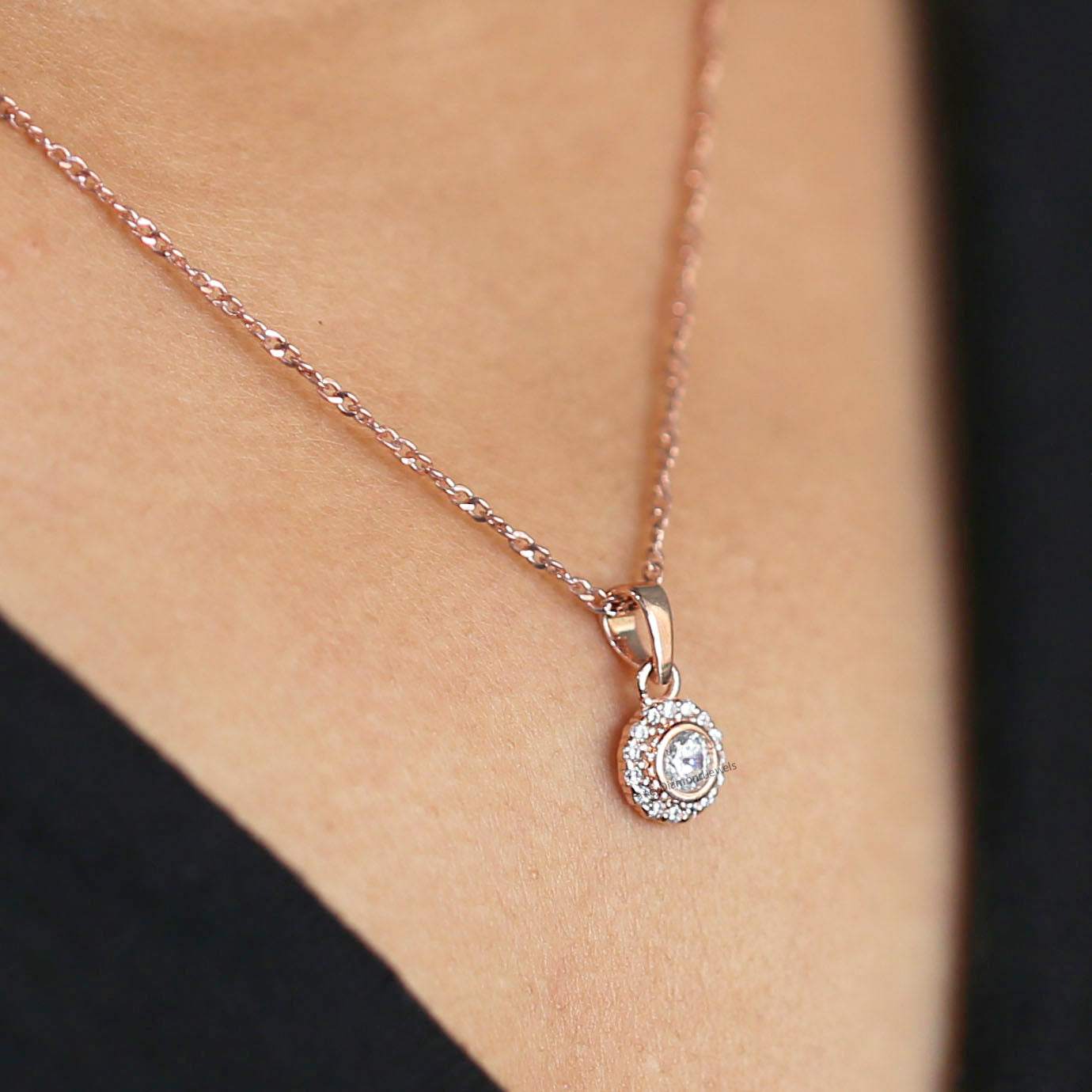 Round Brilliant Cut White Color Diamond Pendant Engagement Wedding Gift Pendant 14K Solid Rose White Yellow Gold Pendant 0.26 CT KD1004