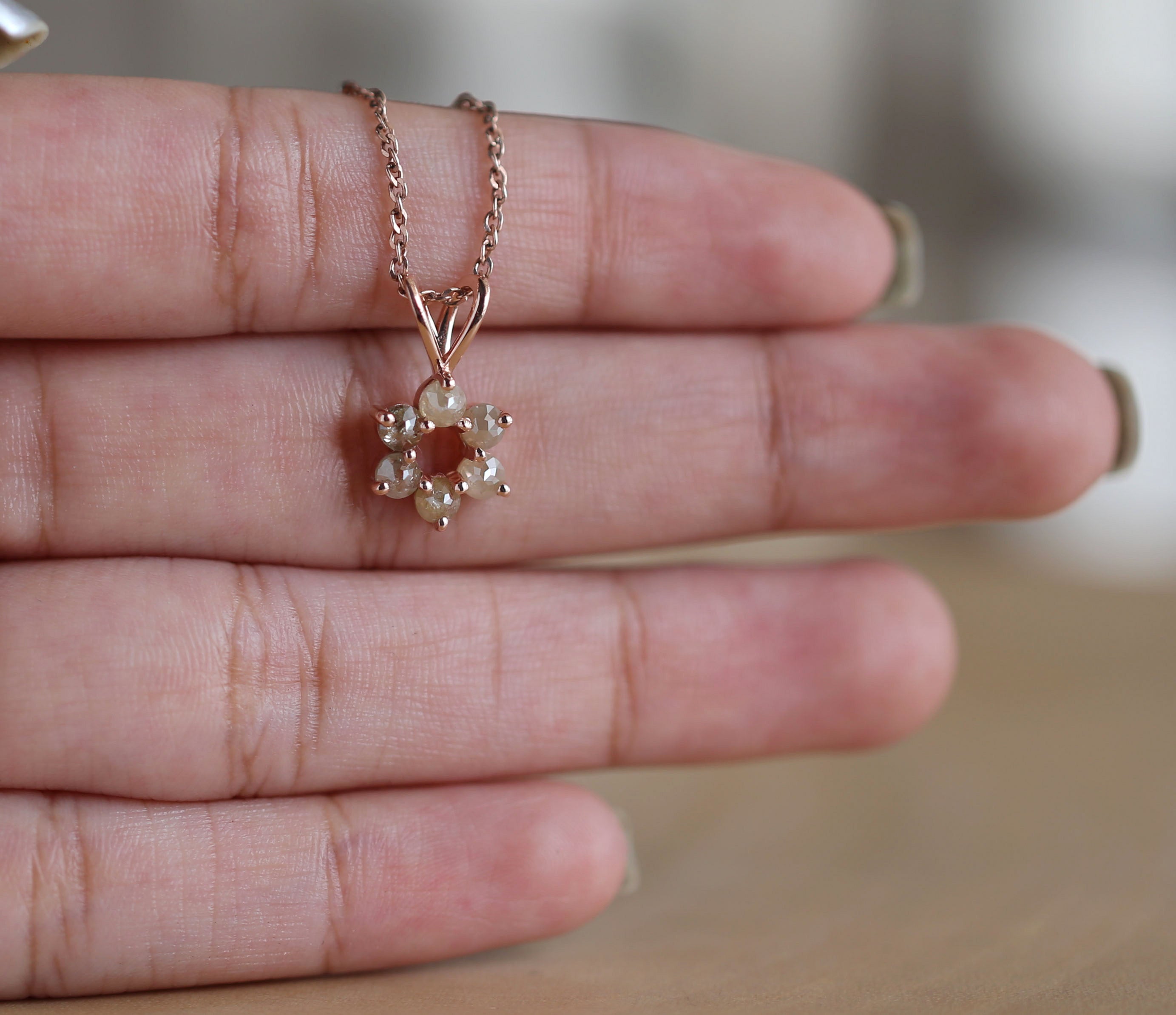 Round Rose Cut Diamond Pendant, Unique Diamond Pendant, Dangling Diamond Pendant, Round Cut Diamond,No Chain Including Only Pendant KDN7667