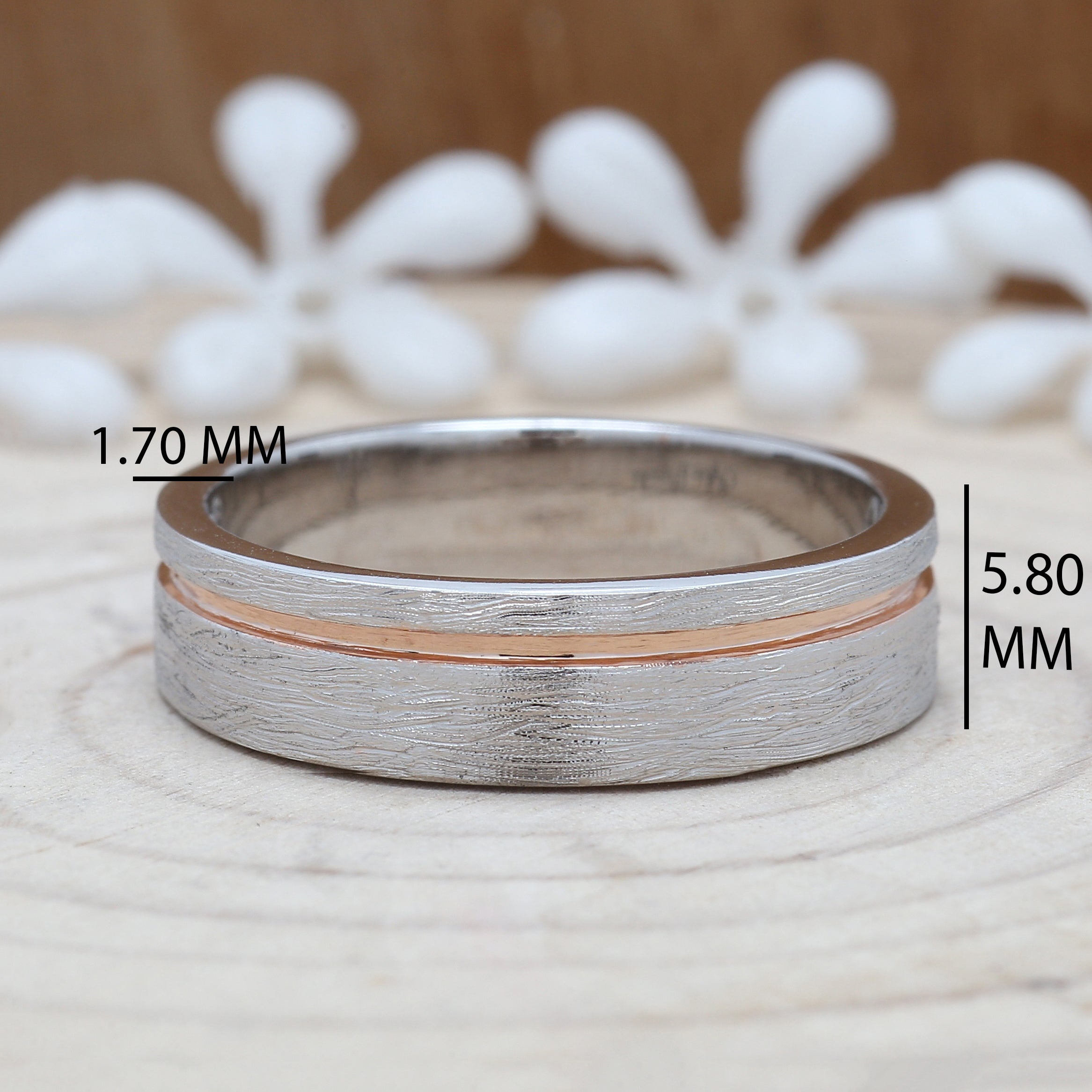 14K White Gold Band Ring Engagement Wedding Gift Band Ring KD878