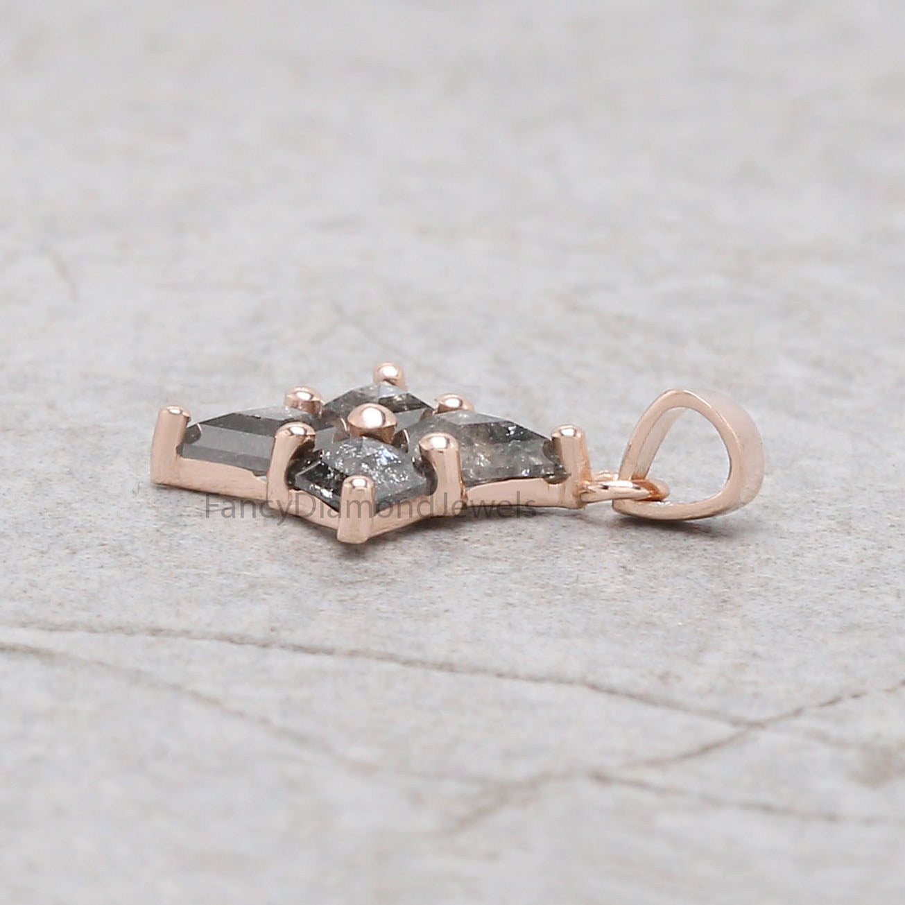 Kite Salt And Pepper Diamond Pendant, Unique Diamond Pendant, Salt And Pepper Diamond Pendant, Kite Pendant, Dangling Diamond Pendant KD1096