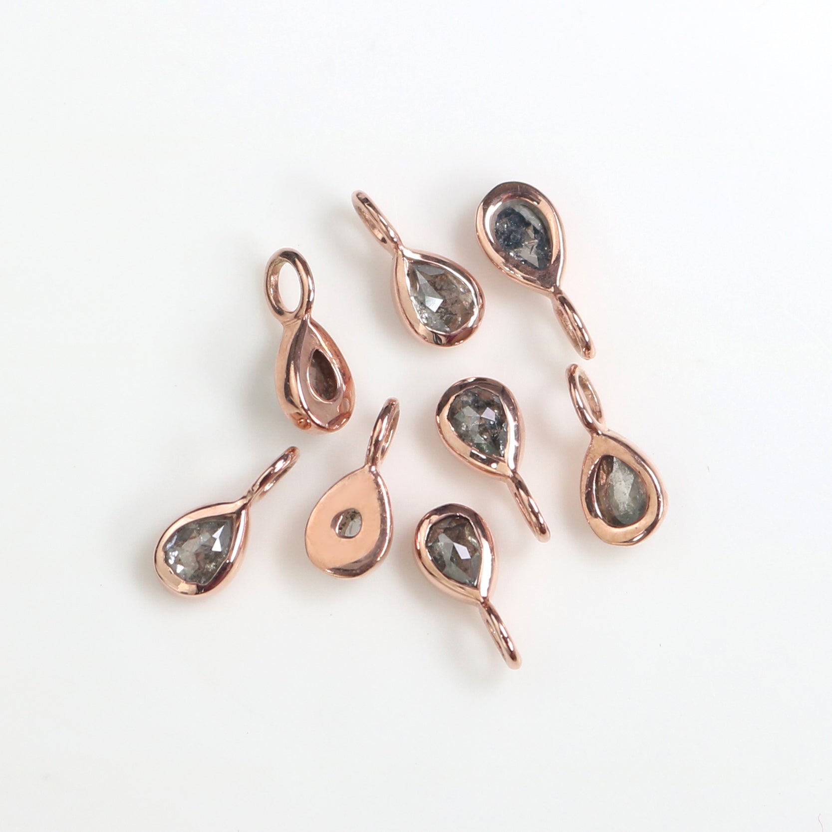 Pear Salt And Pepper Diamond Pendant Engagement Wedding Gift Pendant 14K Solid Rose White Yellow Gold Pendant KD1089