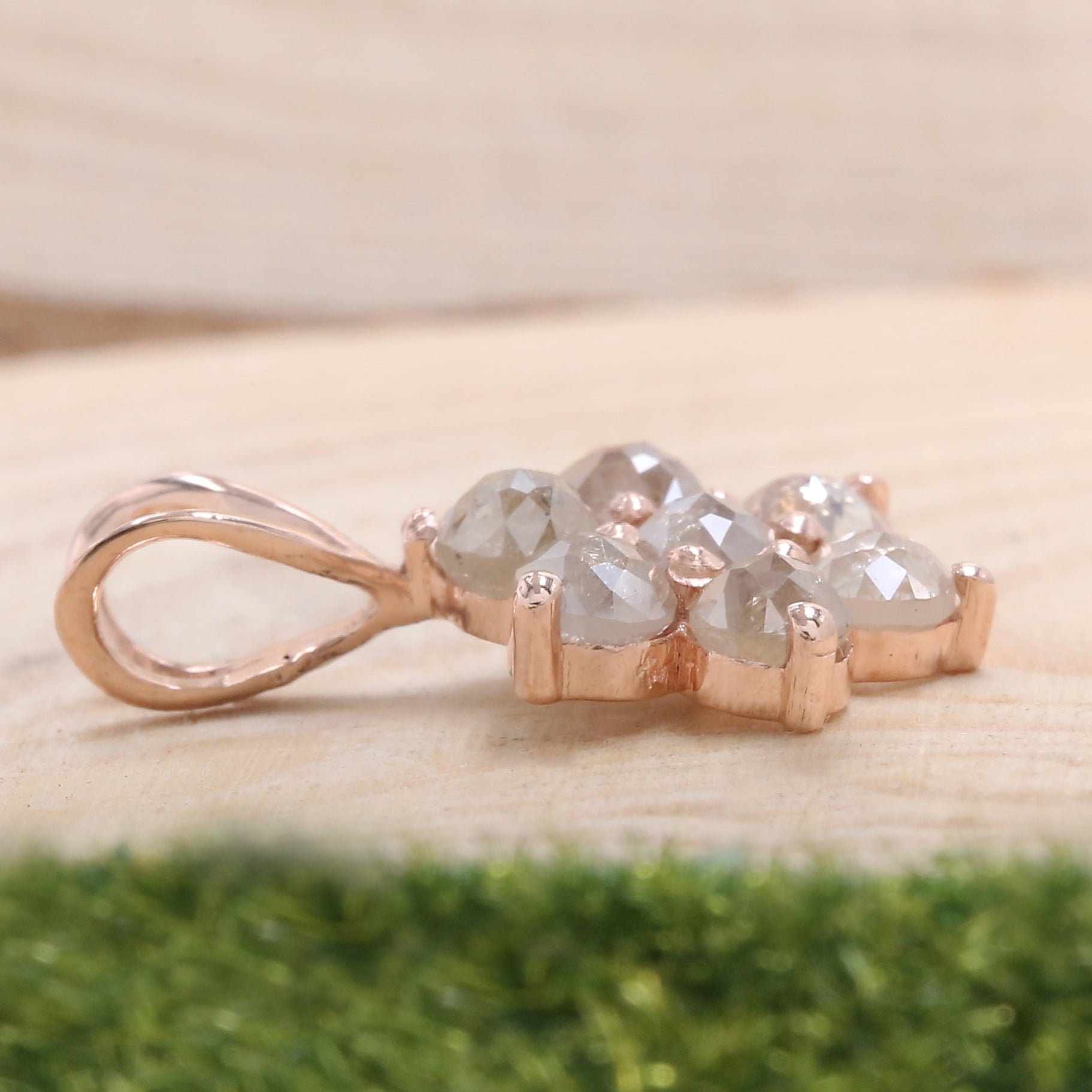 Round Rose Cut Diamond Pendant, Unique Diamond Pendant, Dangling Diamond Pendant, Round Cut Diamond, No Chain Including Only Pendant KDL1703